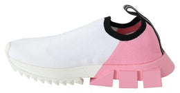 Dolce & Gabbana Rosa Weiß Logo Sorrento Turnschuhe Schuhe