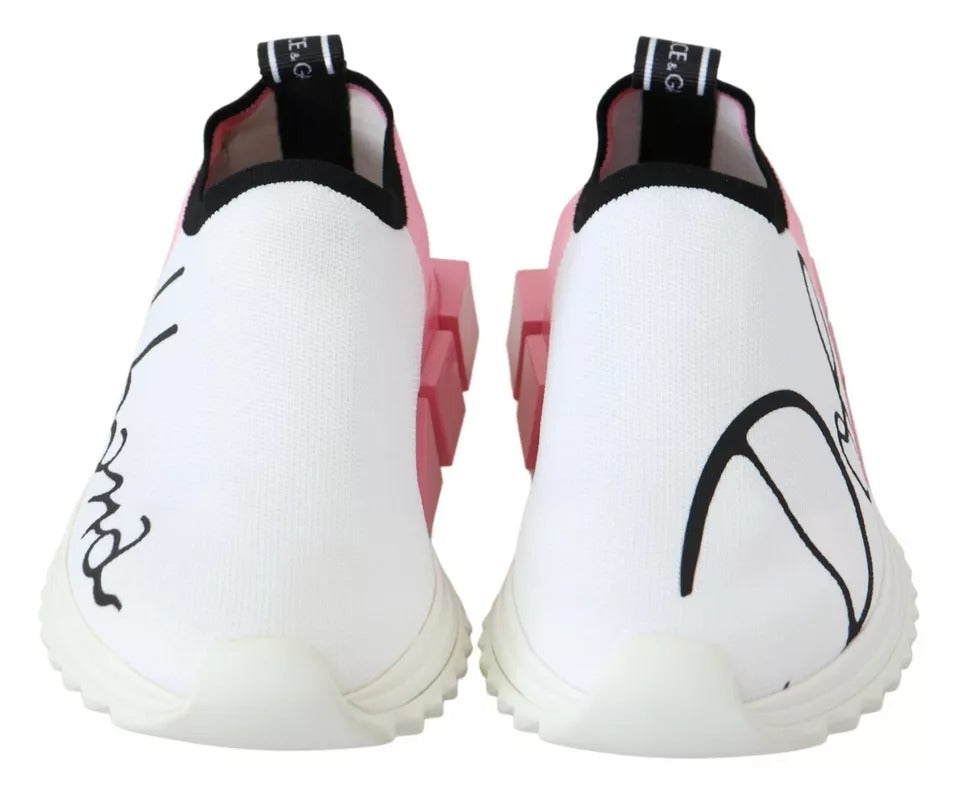 Dolce & Gabbana Rosa Weiß Logo Sorrento Turnschuhe Schuhe