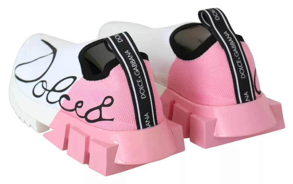 Dolce & Gabbana Rosa Weiß Logo Sorrento Turnschuhe Schuhe