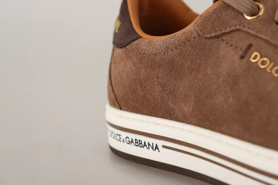 Dolce & Gabbana Braun Wildleder Logo Low Top Sneakers Männer Schuhe