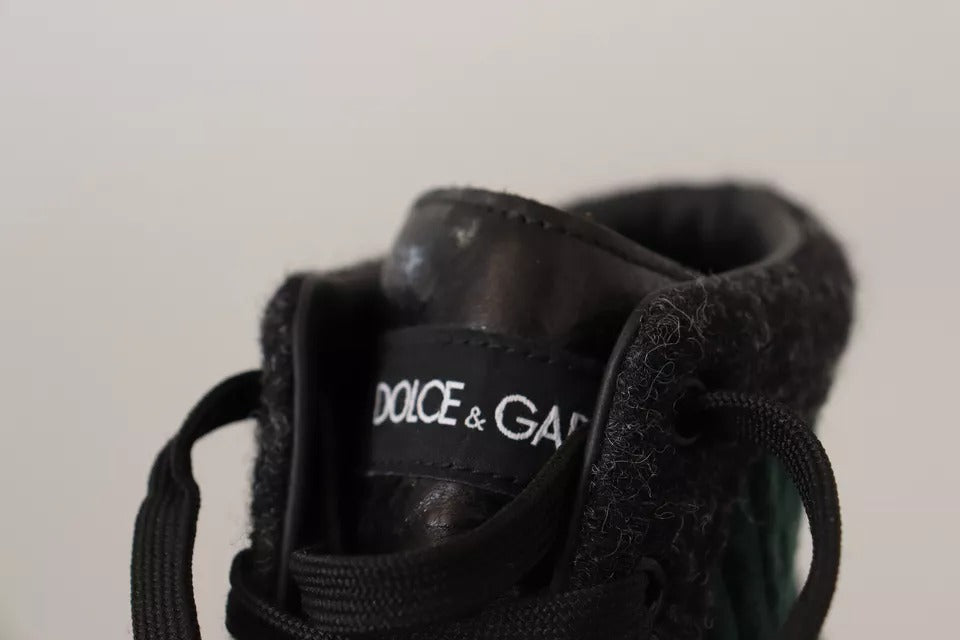 Dolce & Gabbana Grüne Cord High Tops Sneakers Herren Freizeitschuhe