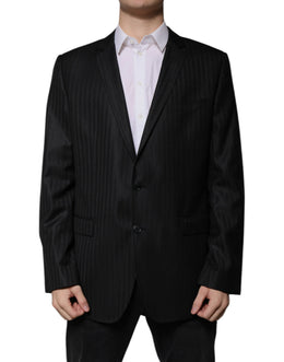 Dolce & Gabbana Schwarz gestreifter einreihiger Blazer aus Wolle