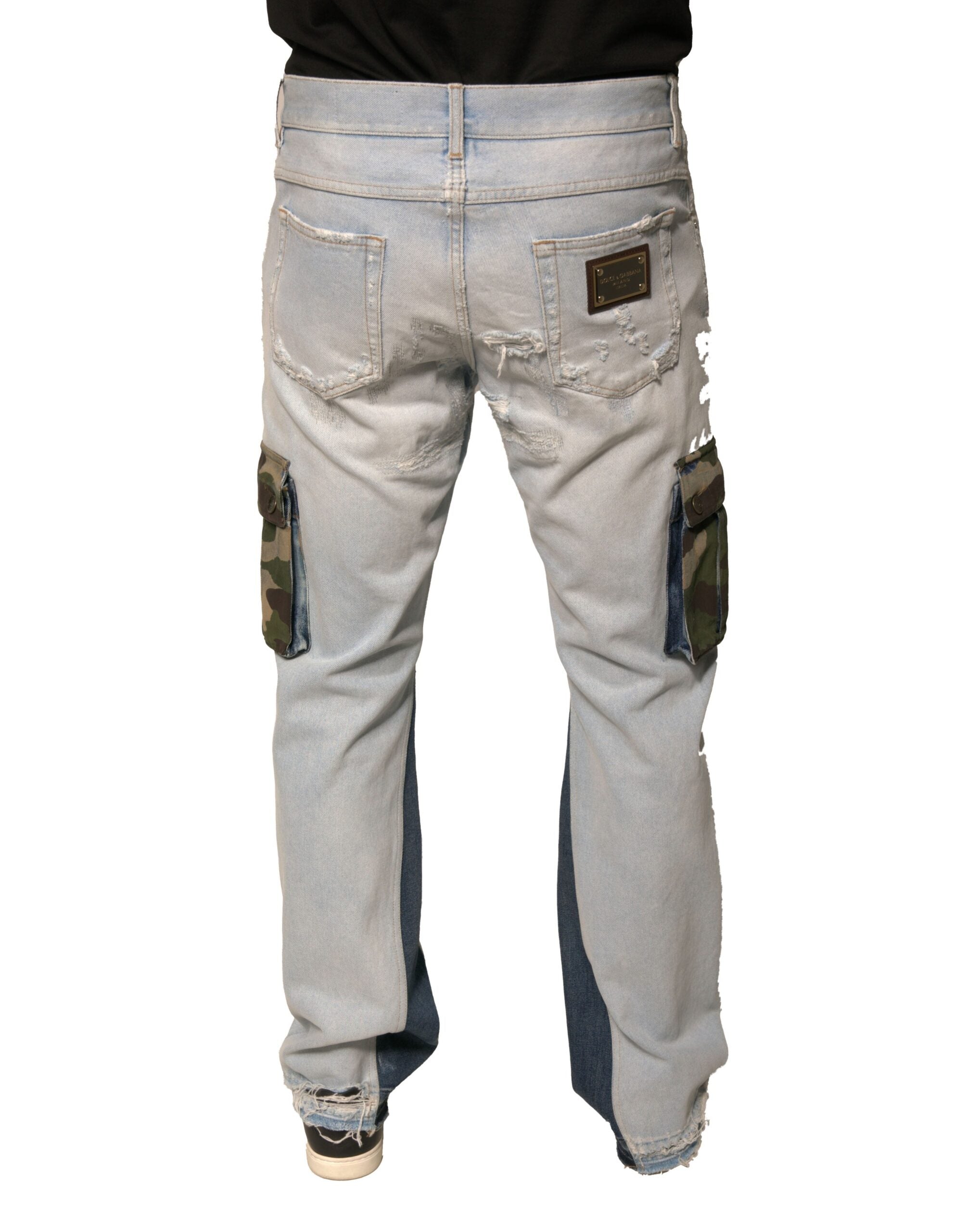 Dolce & Gabbana Hellblaue Cotton Cargo Straight Denim Jeans