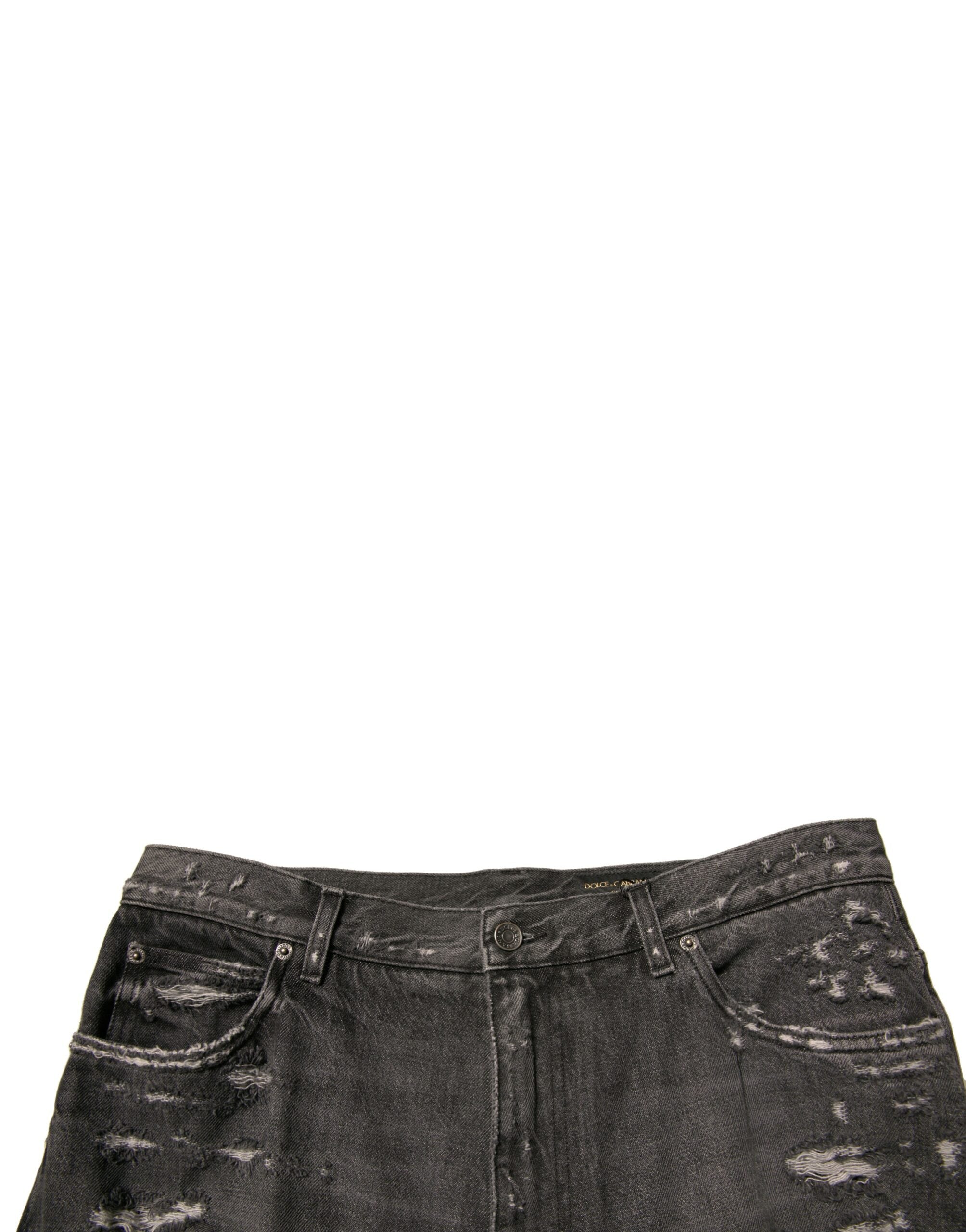 Dolce & Gabbana Graue zerfledderte Baumwolle gerade Männer Denim Jeans