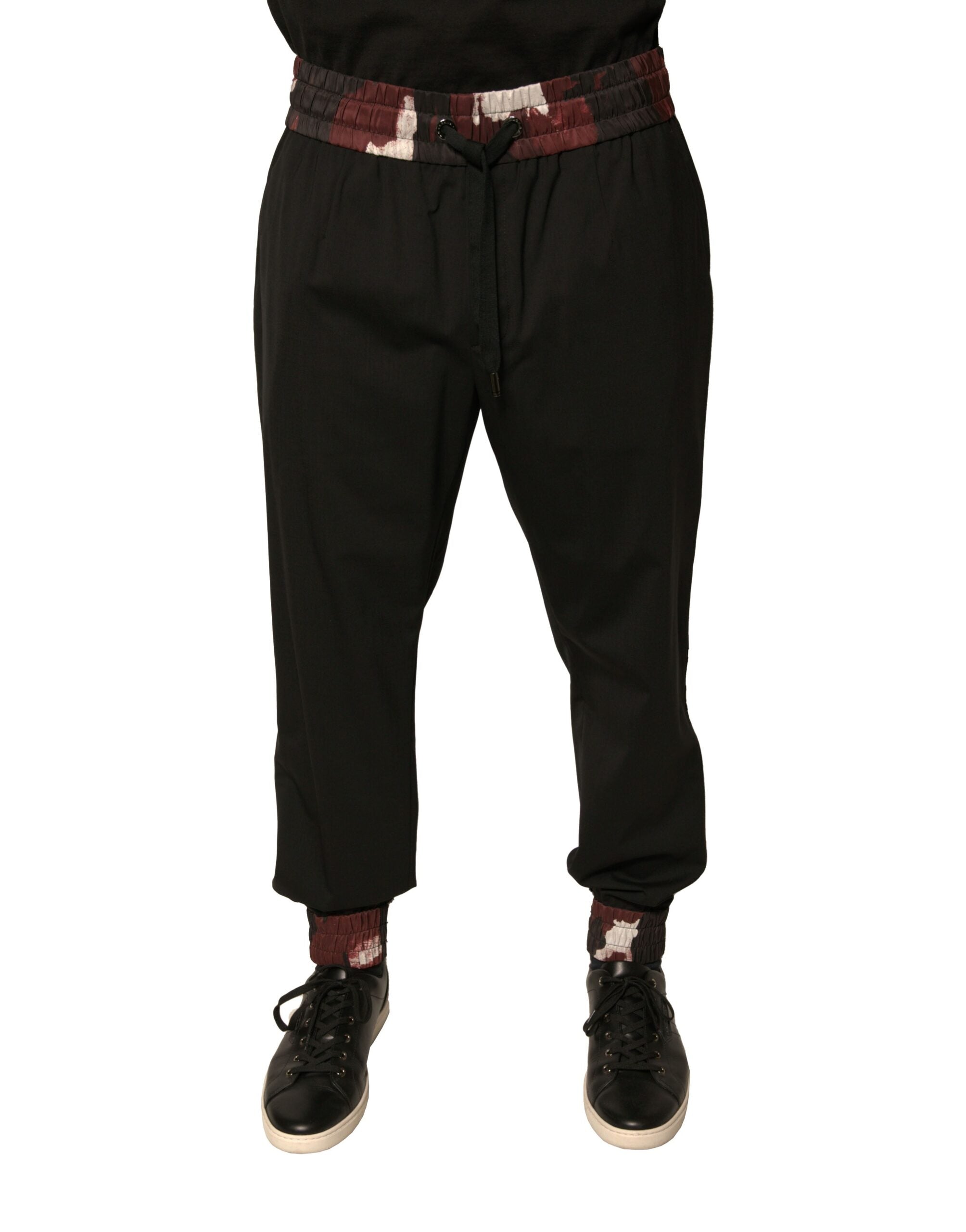 Dolce & Gabbana Schwarze Camouflage-Woll-Jogger-Sweatpants Hose