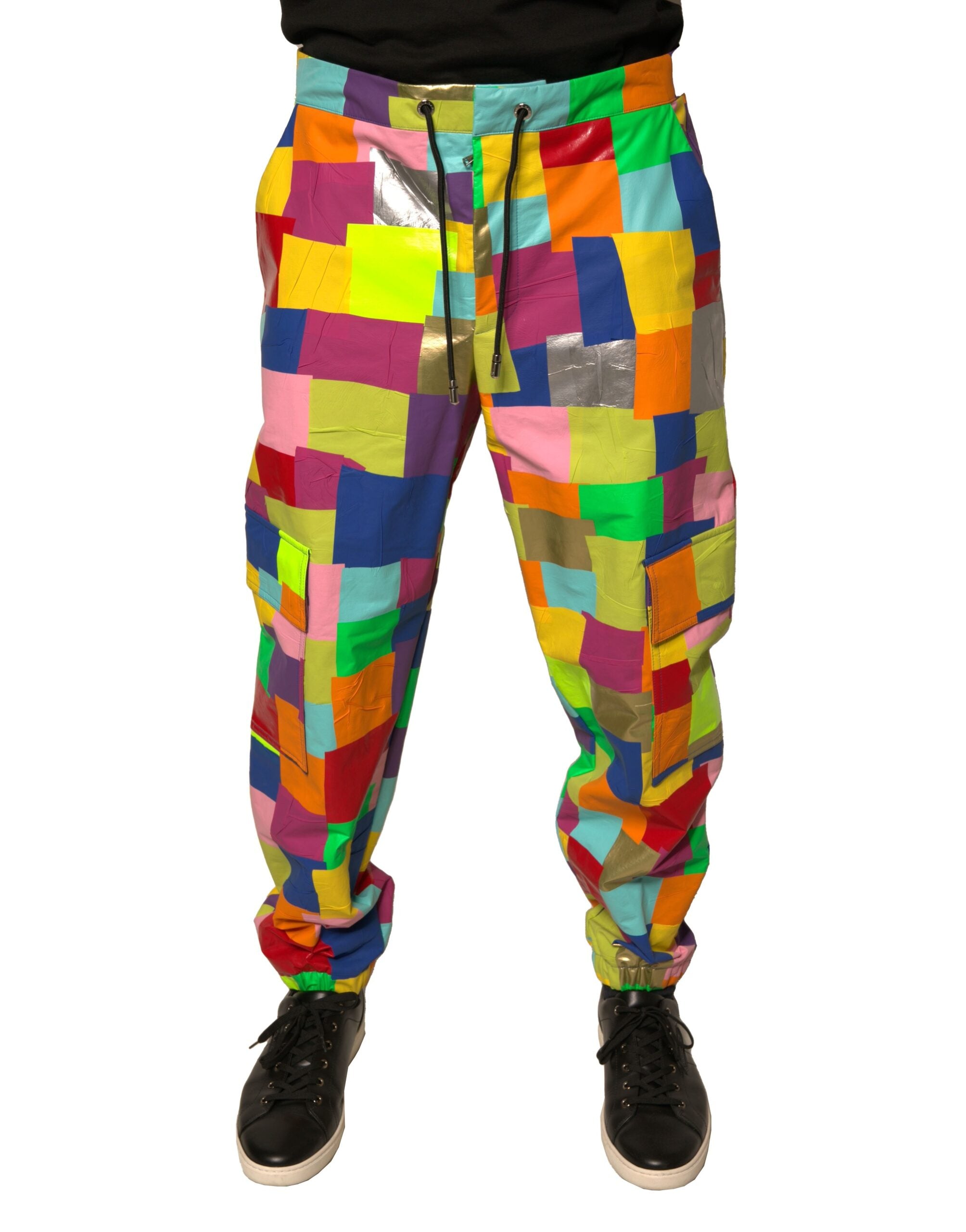 Dolce & Gabbana Multicolor Baumwoll-Patchwork Herren Cargo-Hose