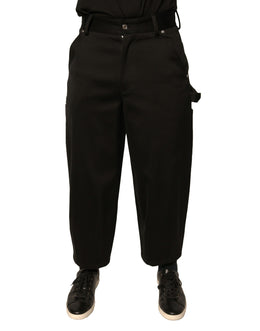 Dolce & Gabbana Schwarze Baumwoll-Cropped-Hose mit mittlerer Taille