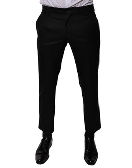 Dolce & Gabbana Schwarze konisch zulaufende formelle Anzughose aus Wolle