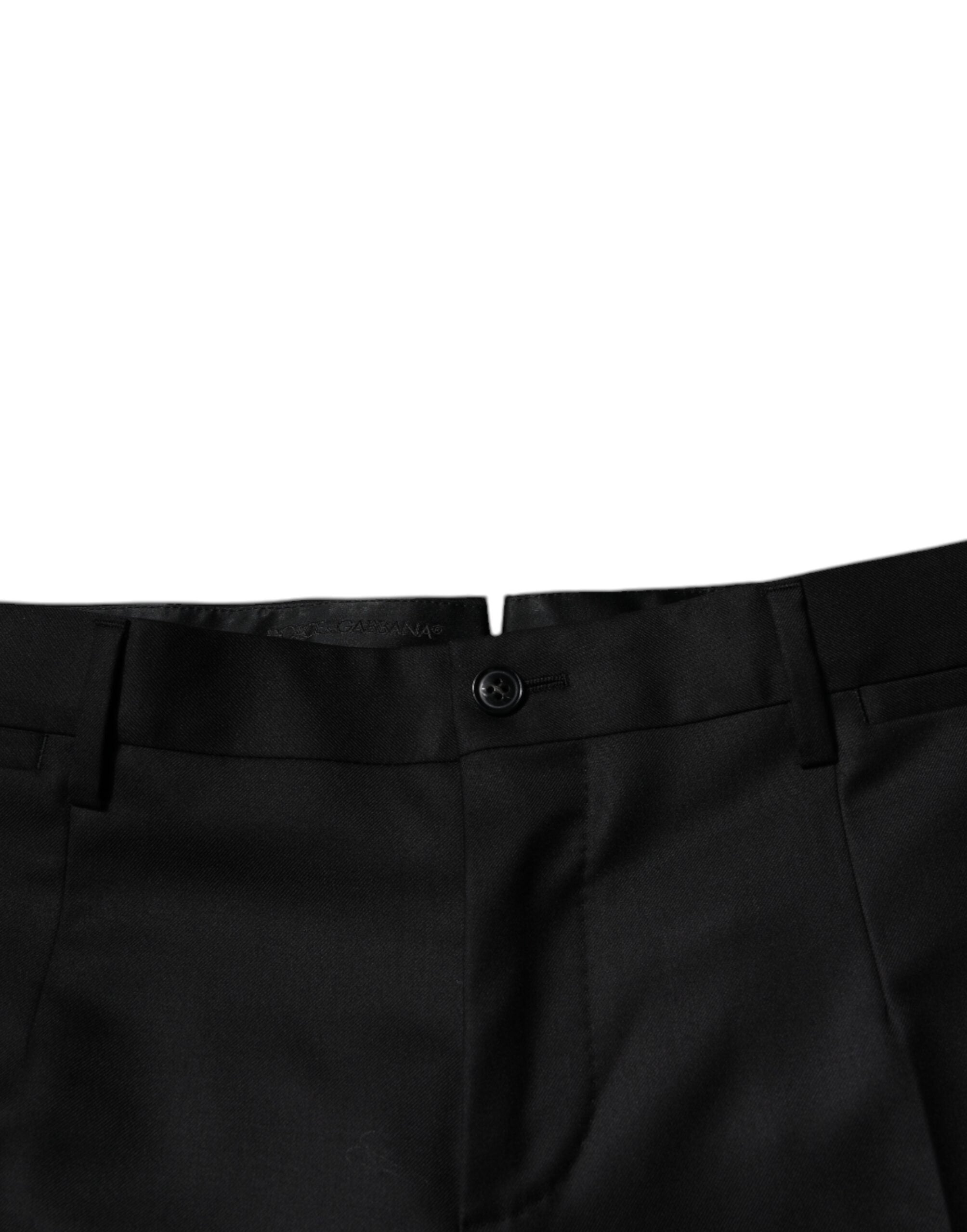 Dolce & Gabbana Schwarze konisch zulaufende formelle Anzughose aus Wolle