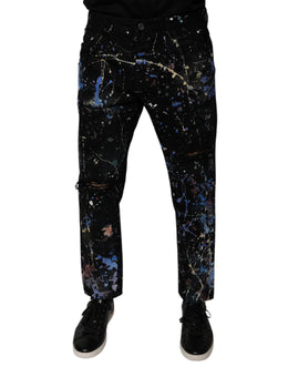 Dolce & Gabbana Schwarze Color Splash Cotton Skinny Denim Jeans