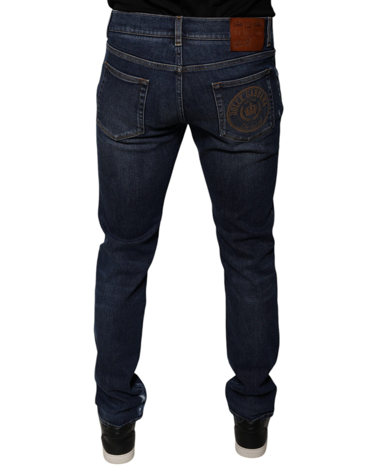 Dolce & Gabbana Dunkelblaue Logo-Skinny-Denim-Jeans aus Baumwolle