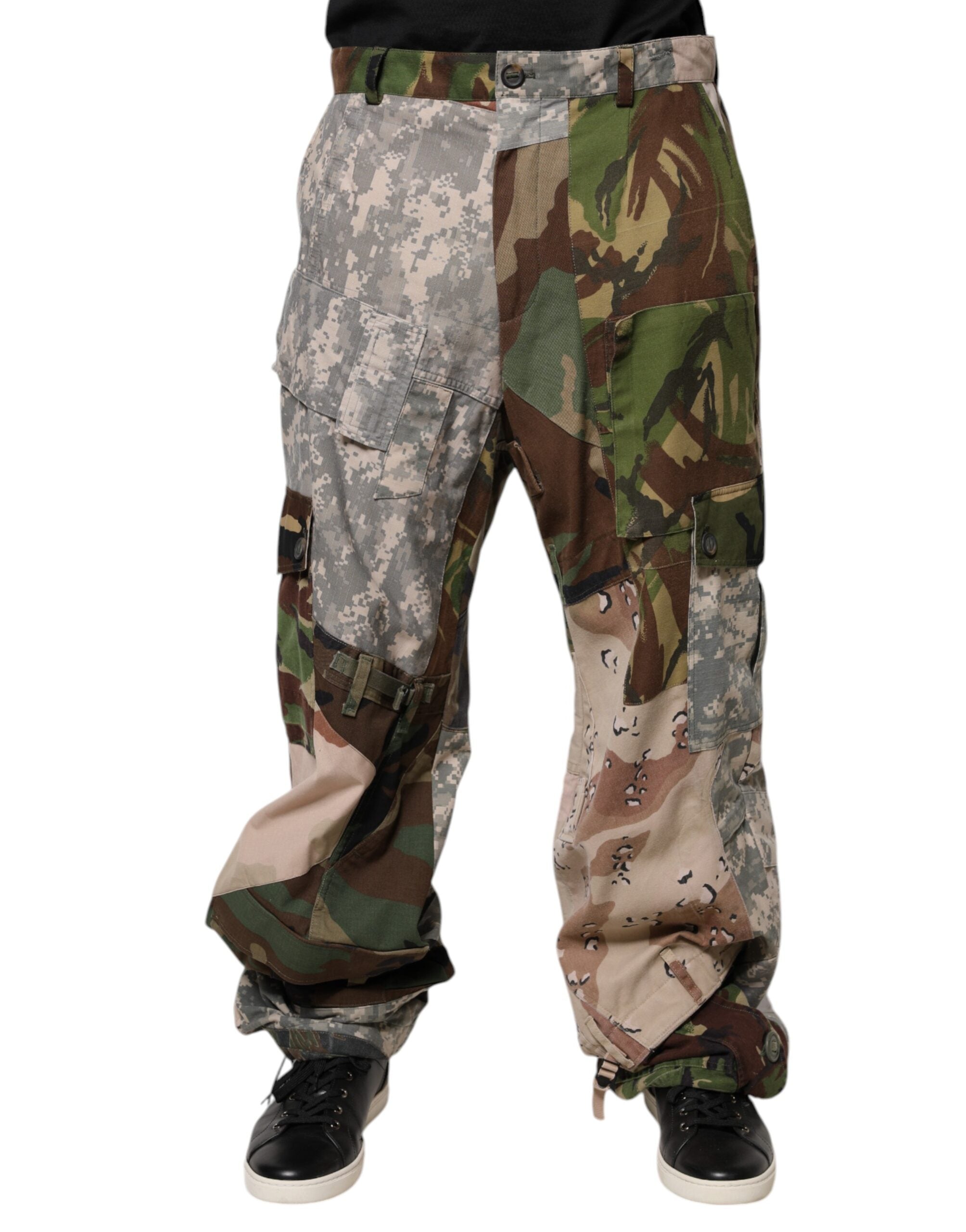 Dolce & Gabbana Mehrfarbige Patchwork-Cargo-Hose im Tarnmuster