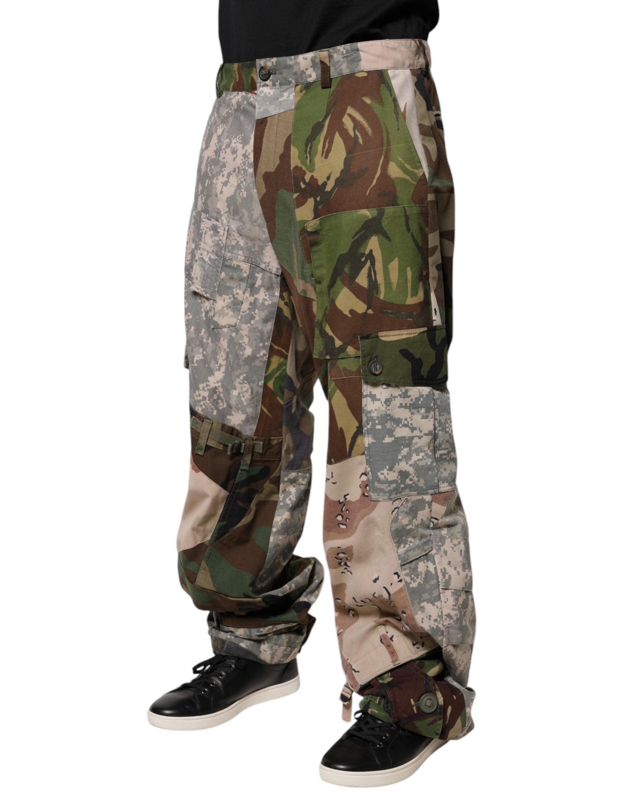 Dolce & Gabbana Mehrfarbige Patchwork-Cargo-Hose im Tarnmuster