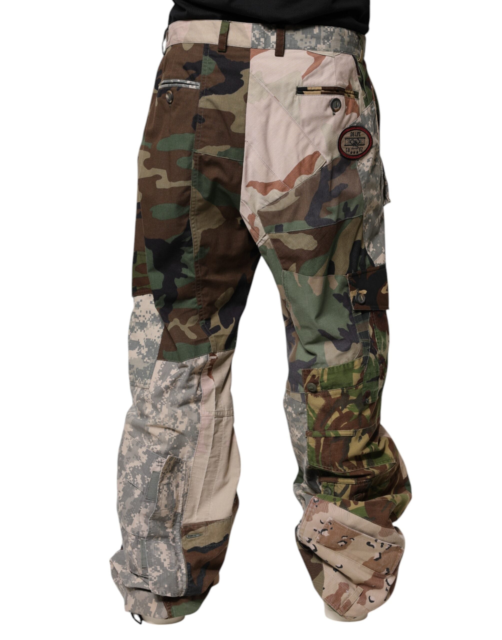 Dolce & Gabbana Mehrfarbige Patchwork-Cargo-Hose im Tarnmuster