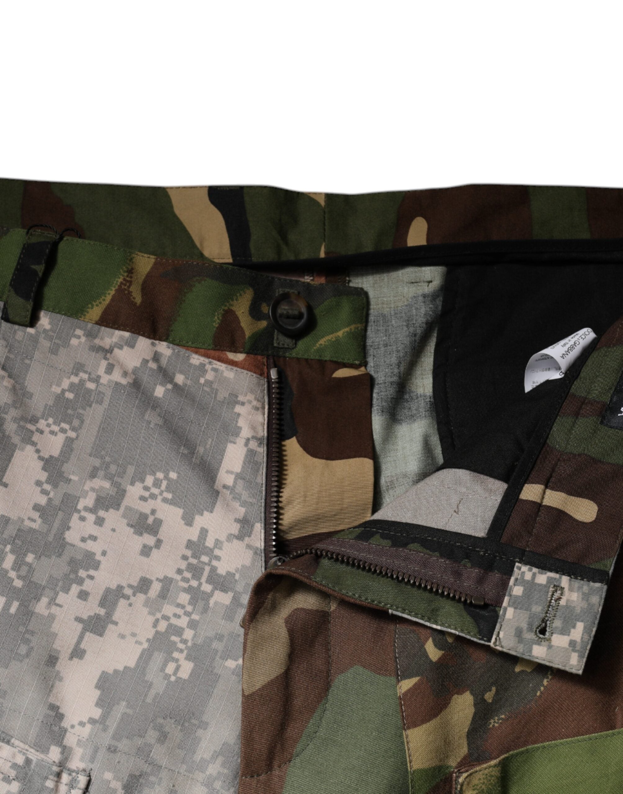 Dolce & Gabbana Mehrfarbige Patchwork-Cargo-Hose im Tarnmuster
