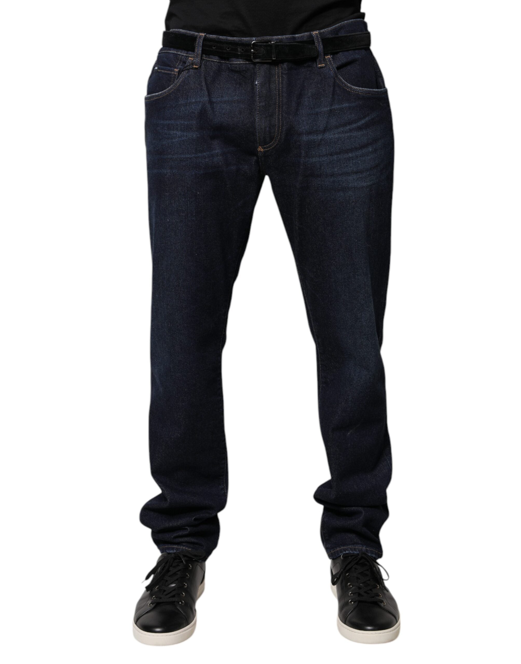 Dolce & Gabbana Dunkelblaue Skinny Denim Jeans aus Baumwolle