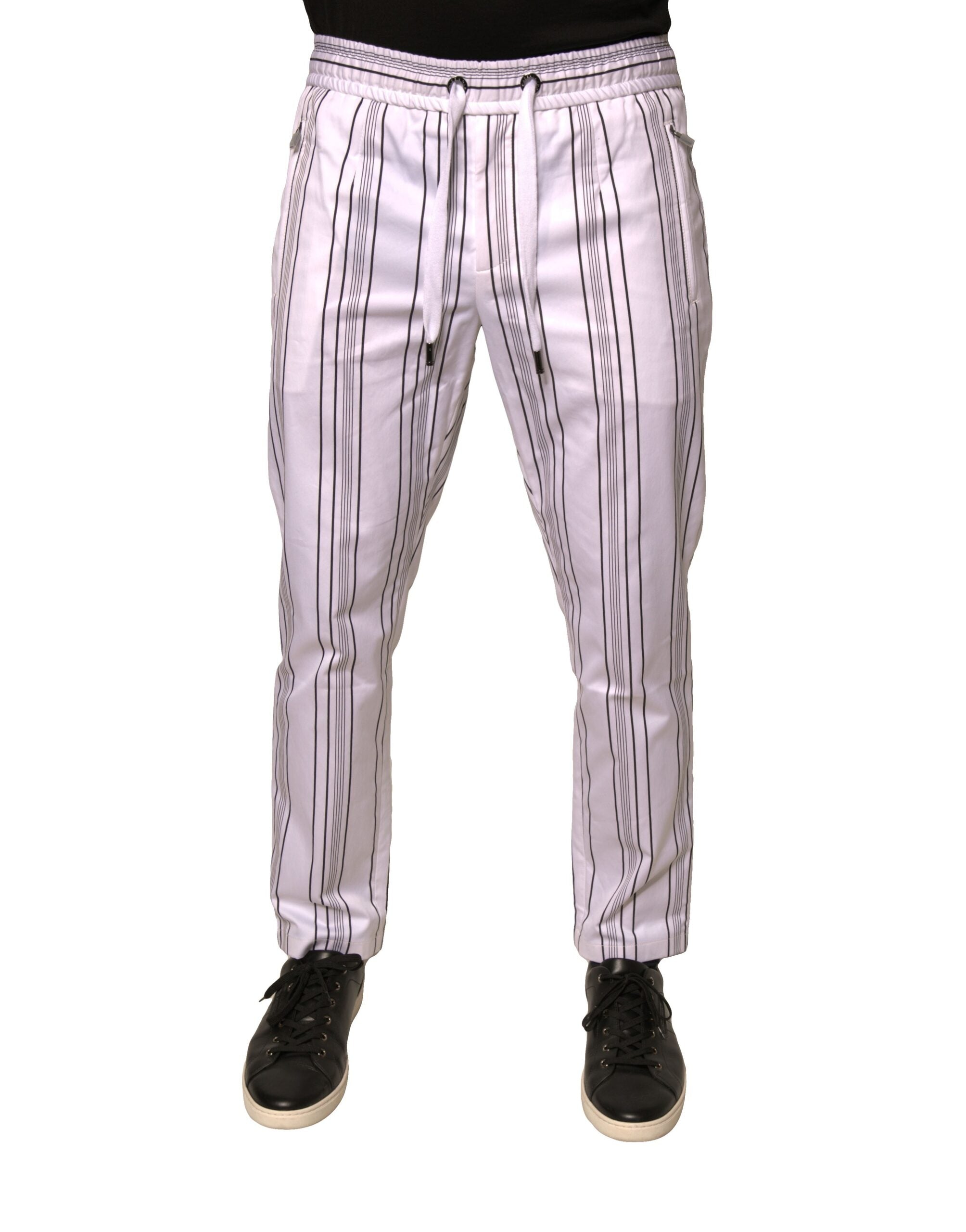 Dolce & Gabbana Weißes Streifenkleid aus Baumwolle Skinny Pants