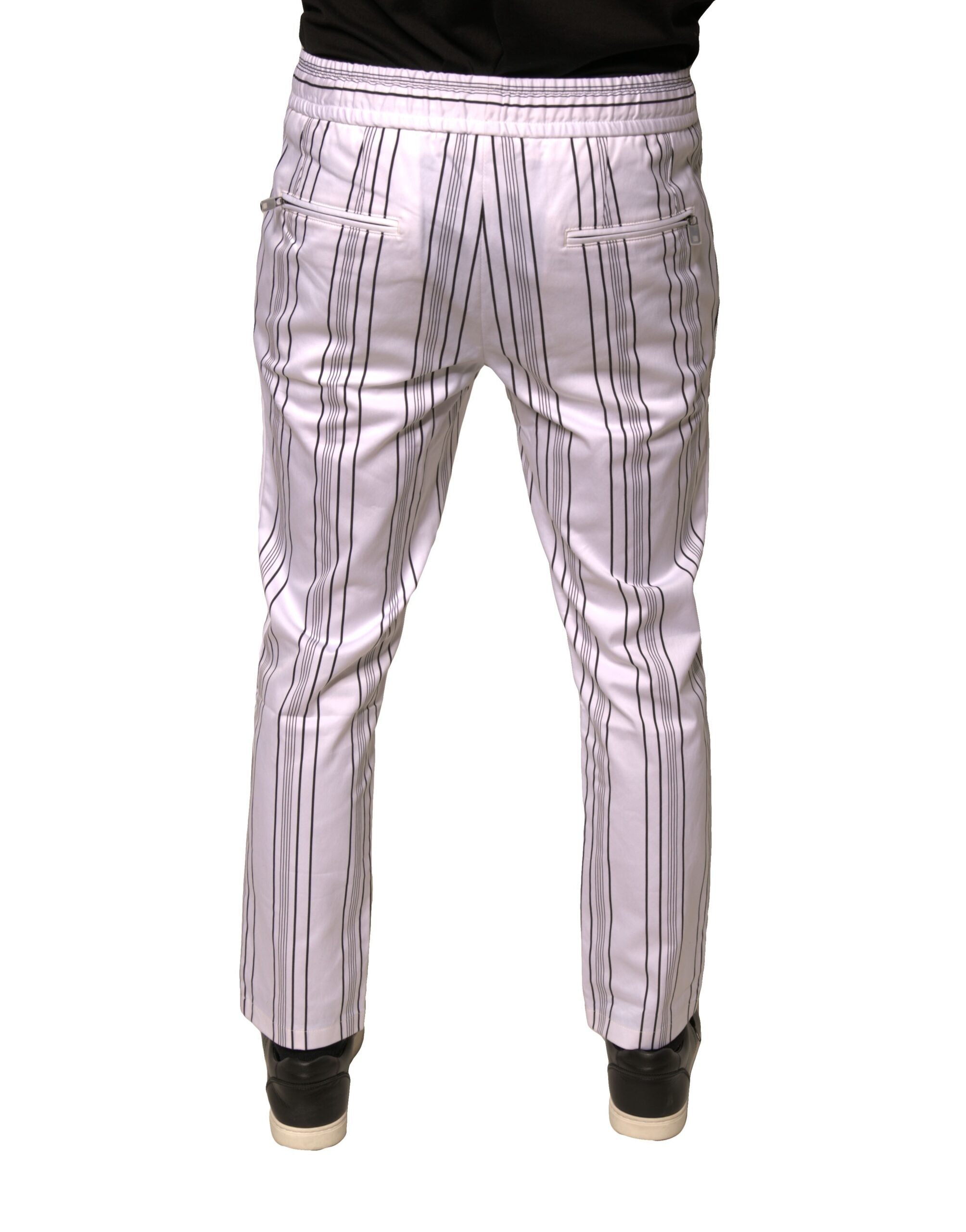 Dolce & Gabbana Weißes Streifenkleid aus Baumwolle Skinny Pants