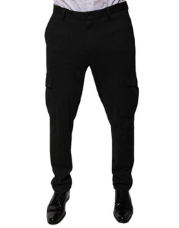 Dolce & Gabbana Schwarze Viskose Cargo Herren Freizeithosen