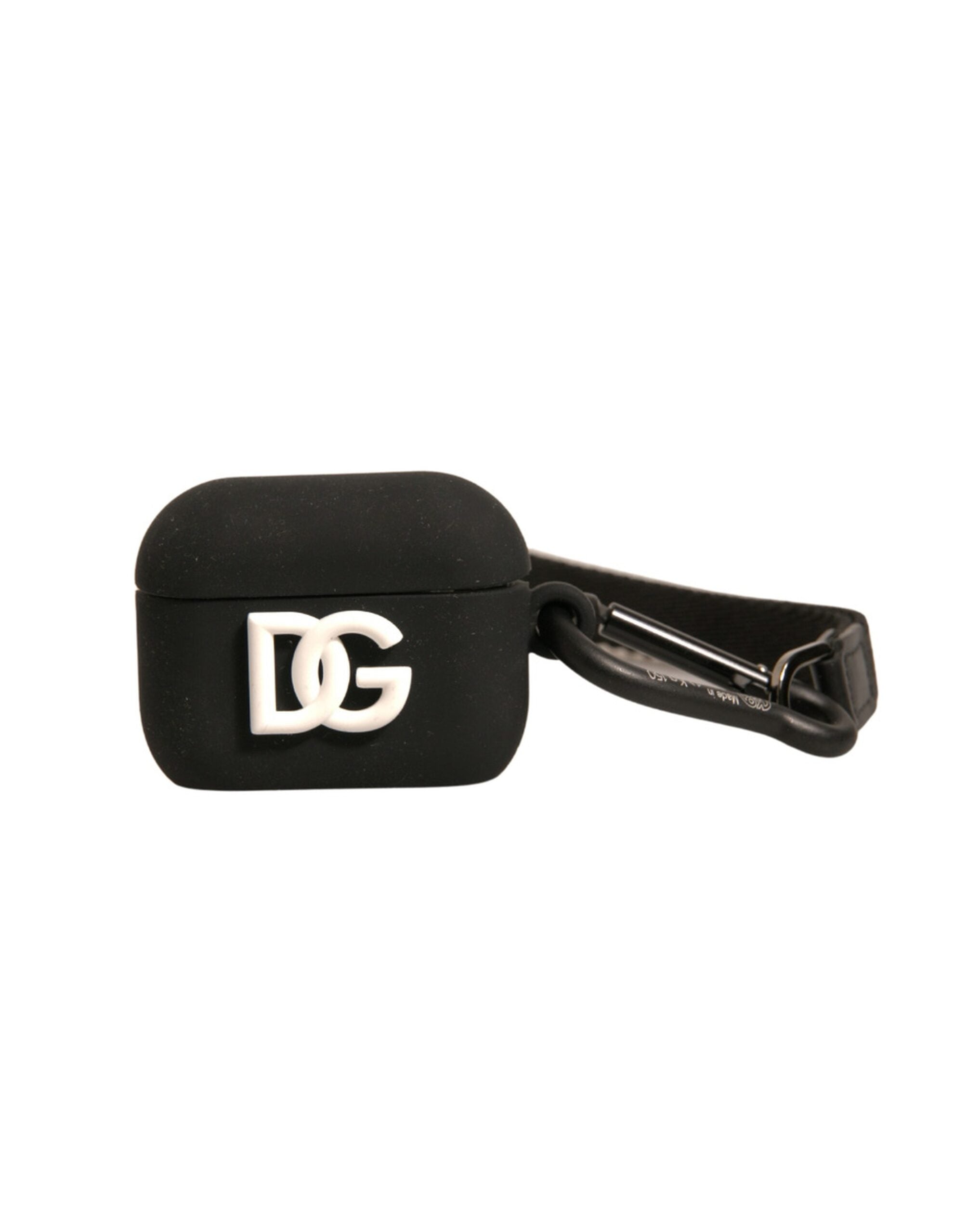 Dolce & Gabbana Schwarzes Silikon-Gummi-Logo geprägte Airpods Hülle