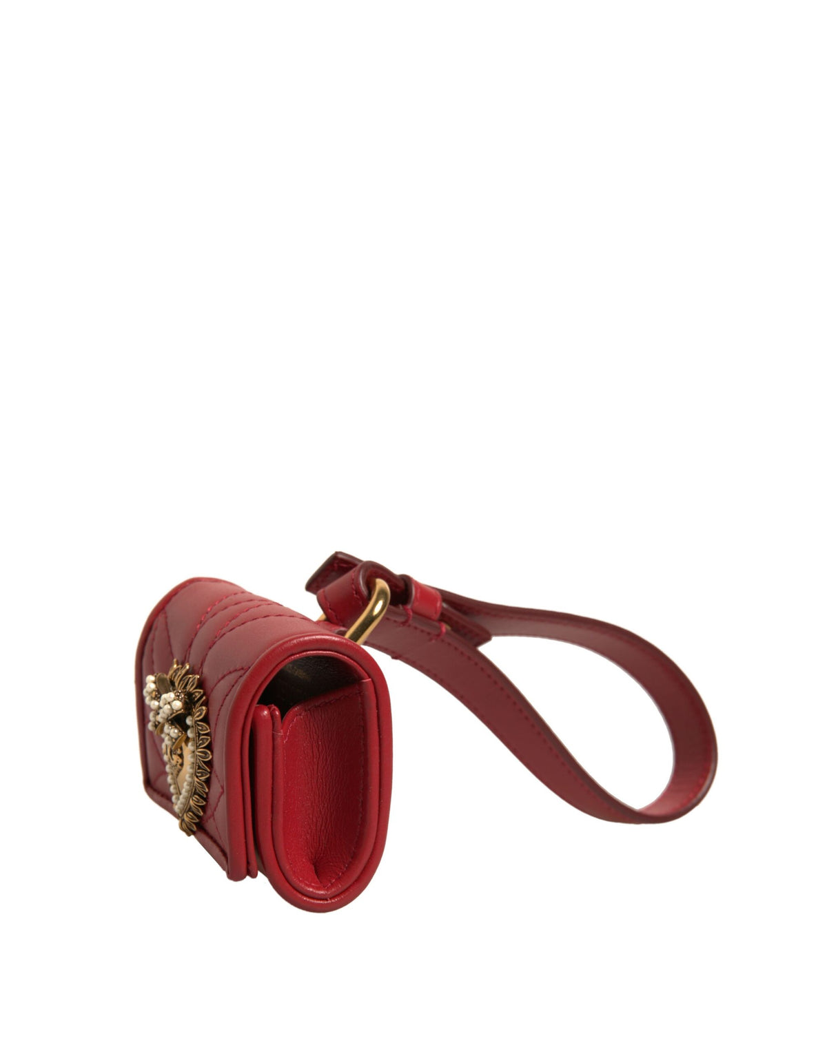 Dolce & Gabbana Schwarzes Leder Devotion Heart Strap Airpod Case