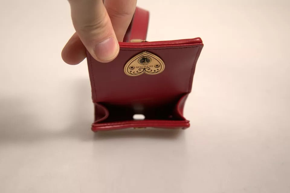 Dolce & Gabbana Schwarzes Leder Devotion Heart Strap Airpod Case