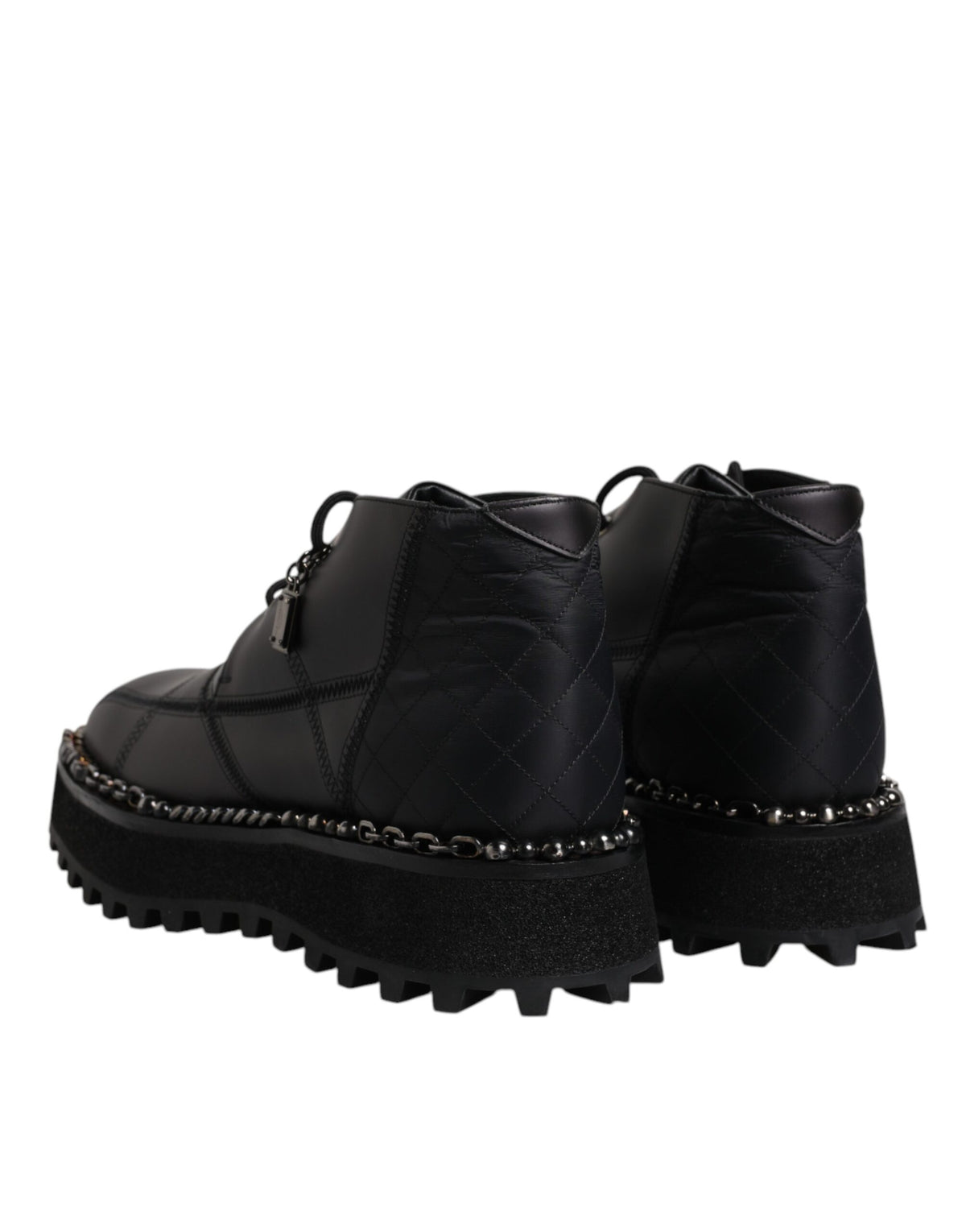 Dolce & Gabbana Schwarze Leder Schnürstiefeletten Schuhe