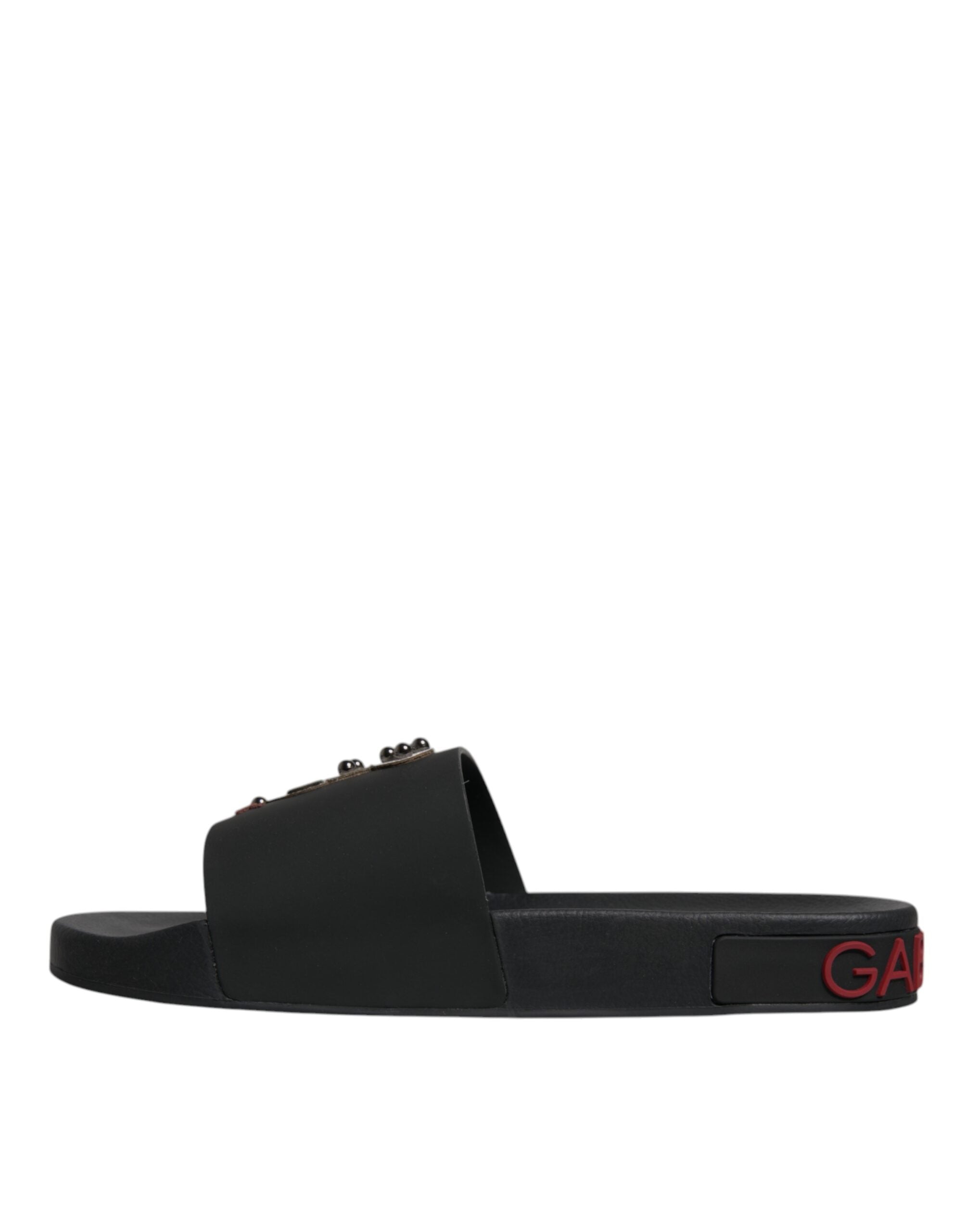 Dolce & Gabbana Schwarze Ledersandalen mit Riemen für den Strand