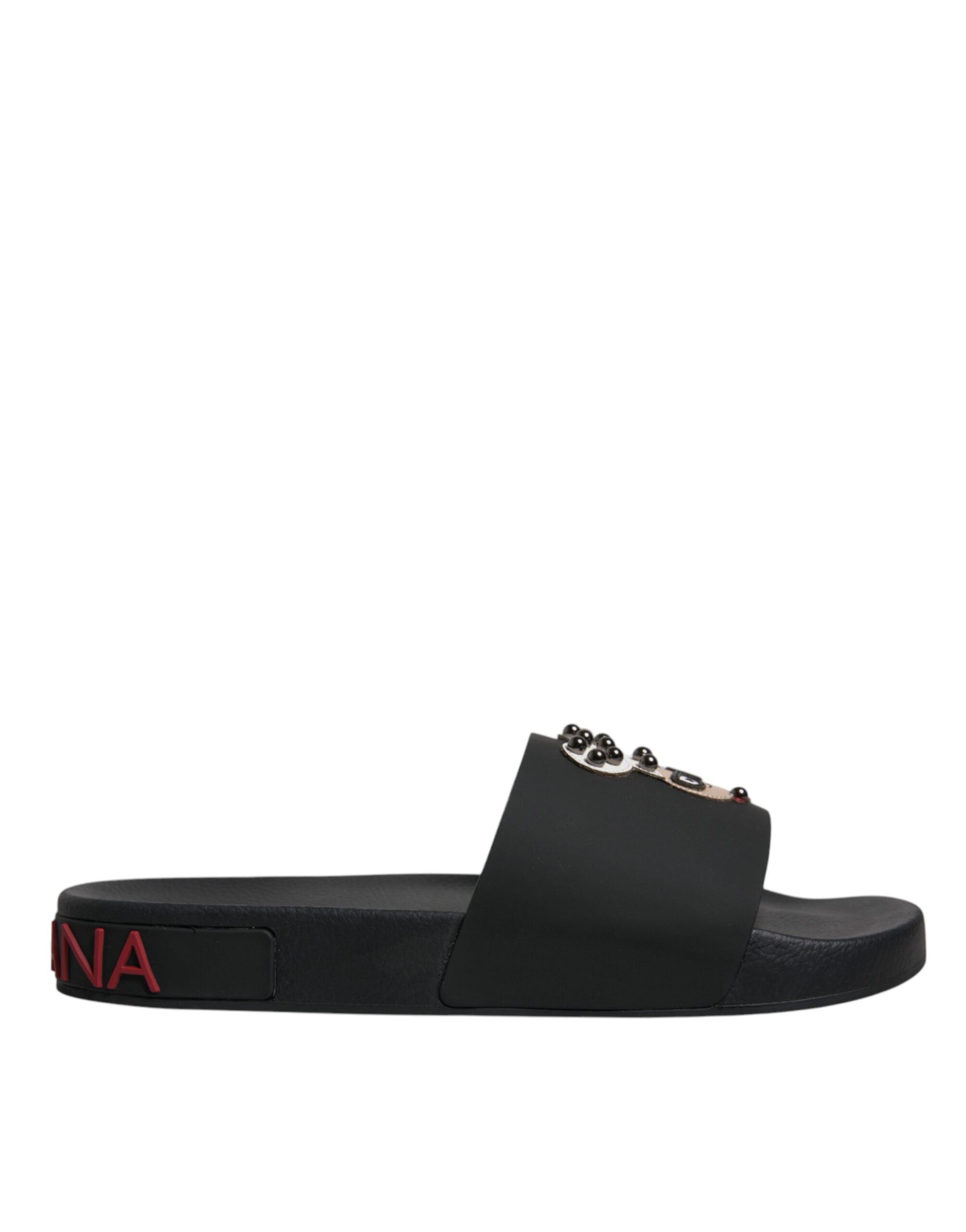 Dolce & Gabbana Schwarze Ledersandalen mit Riemen für den Strand