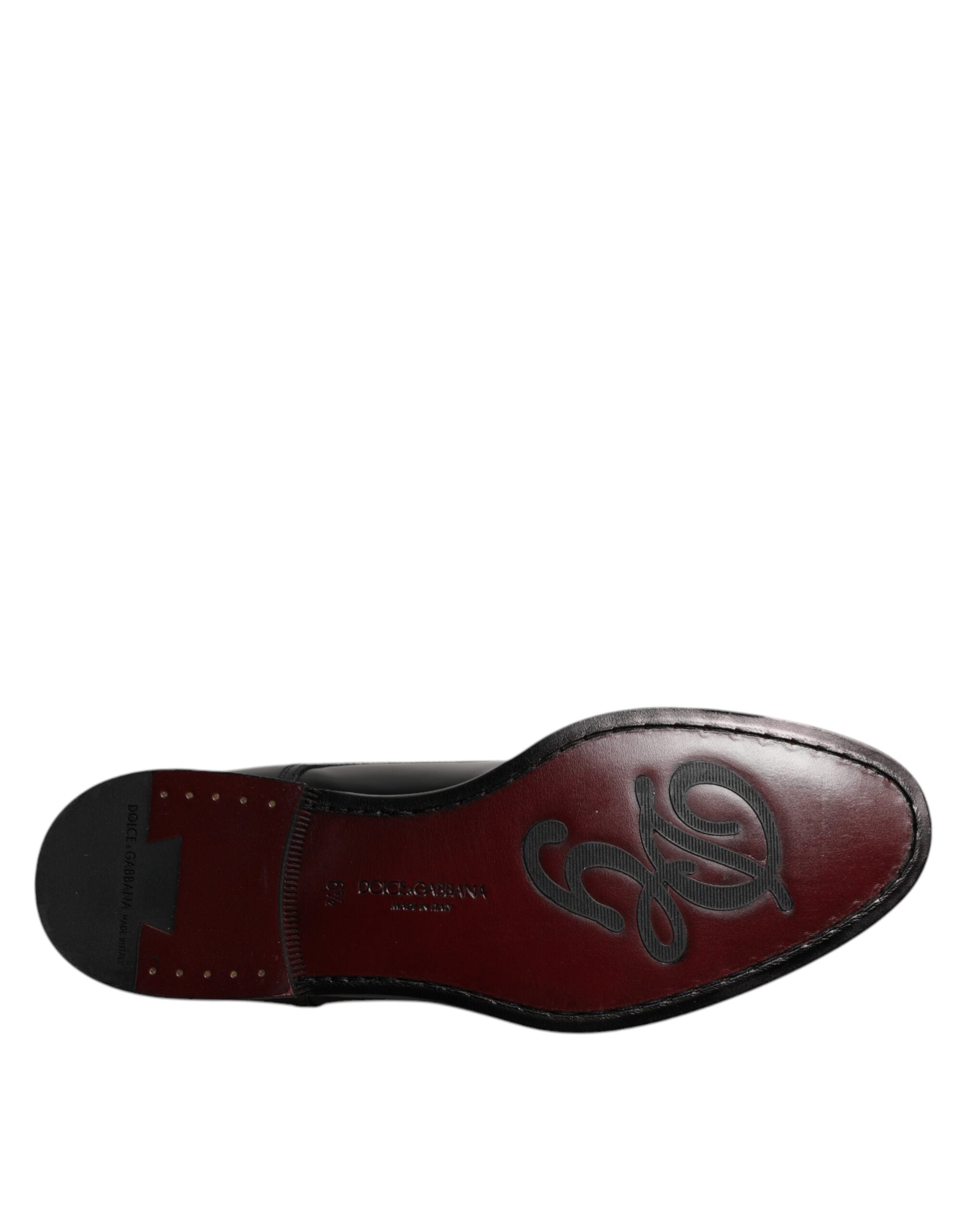Dolce & Gabbana Schwarze Kalbsleder Derby Schnürschuhe Formal Dress Schuhe