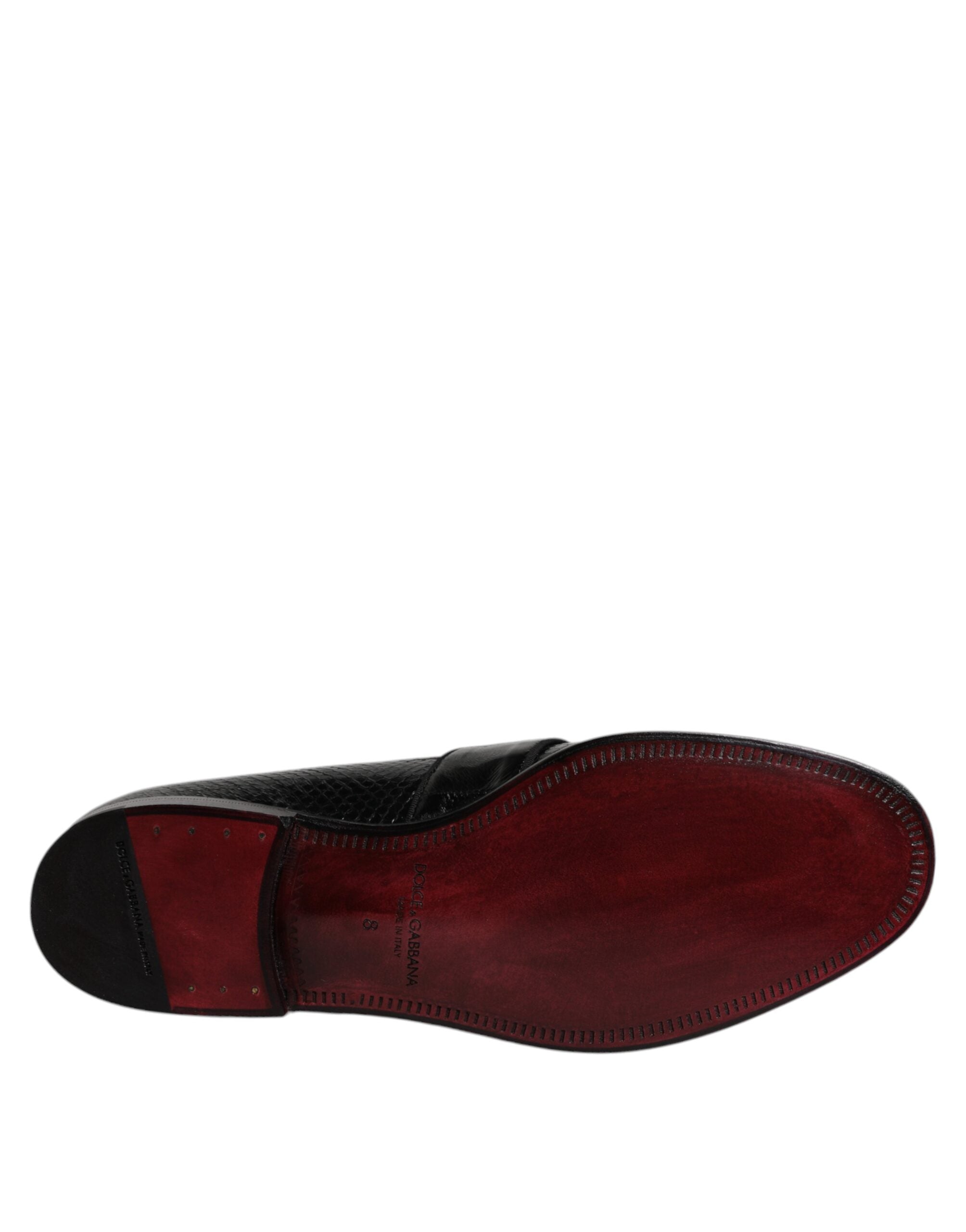 Dolce & Gabbana Schwarze Exotische Leder DG Logo Loafers Formelle Anzugschuhe