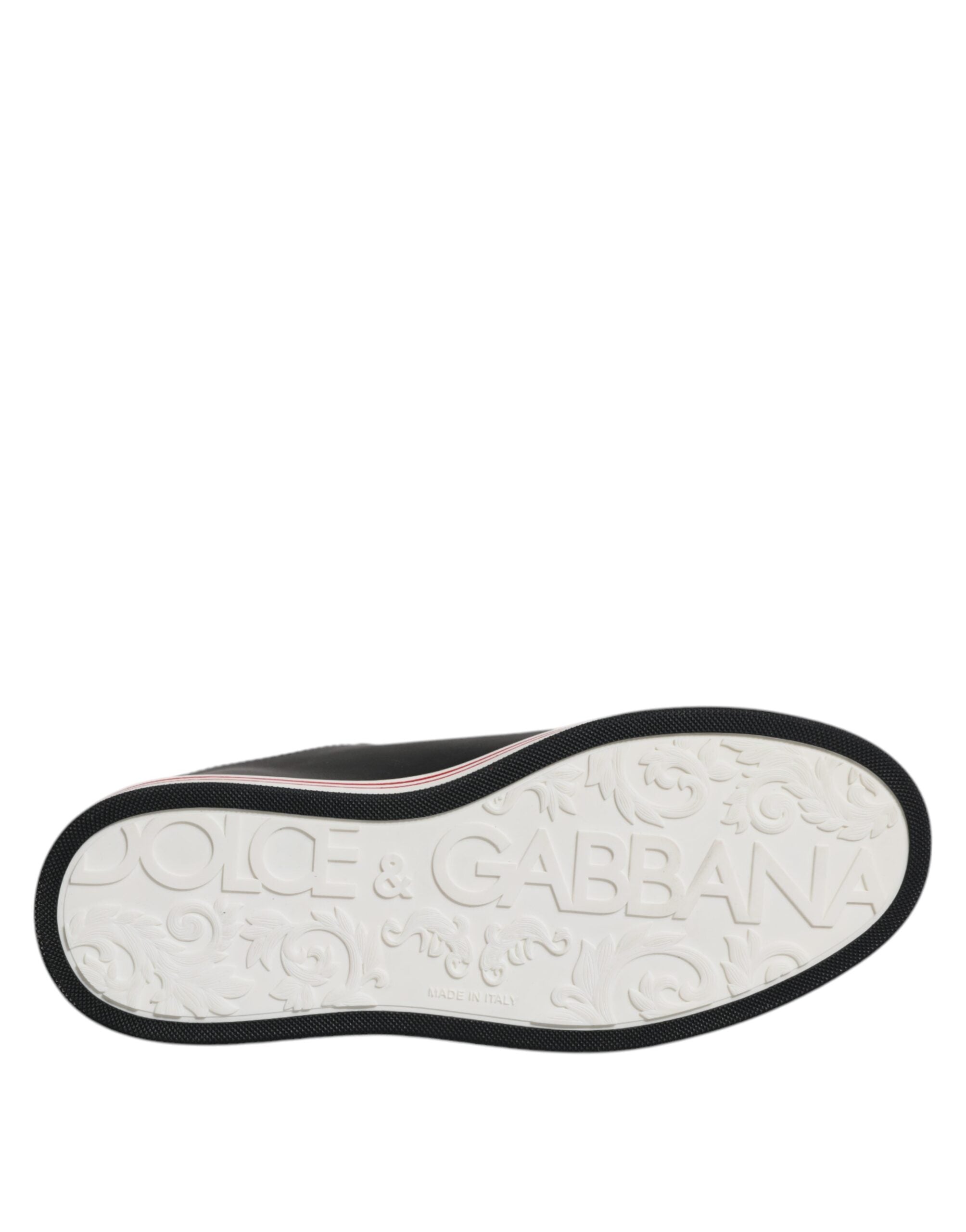 Dolce & Gabbana Schwarz Leder Low Top Männer Turnschuhe Schuhe