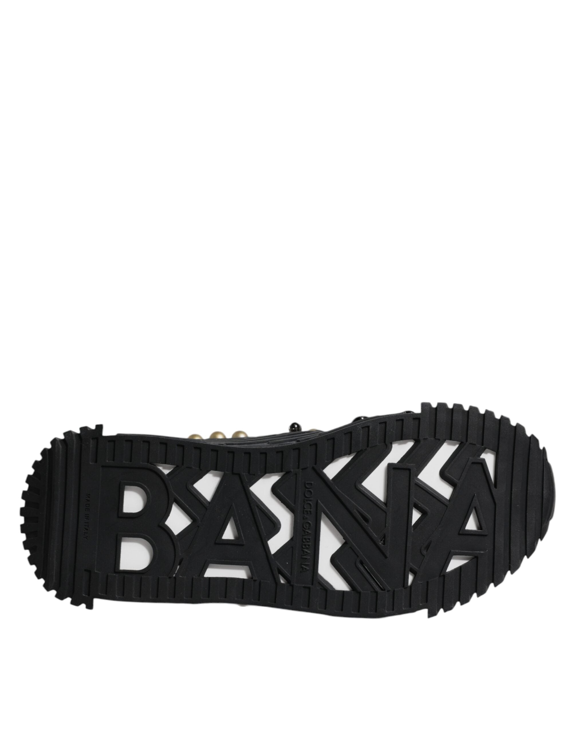 Dolce & Gabbana Schwarze Leder Nieten-Sandalen Schuhe