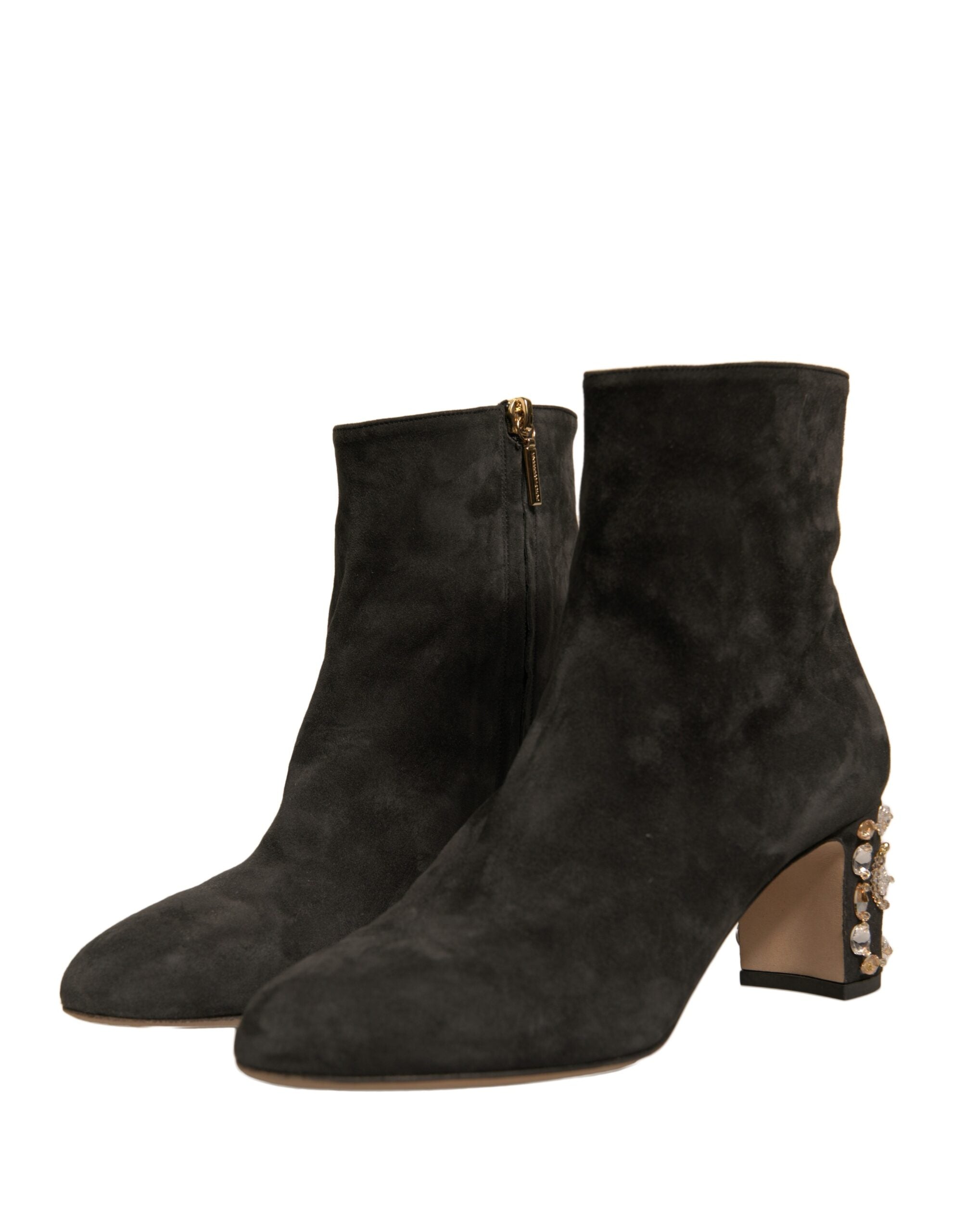 Dolce & Gabbana Schwarze verschönerte Absatzstiefel Schuhe