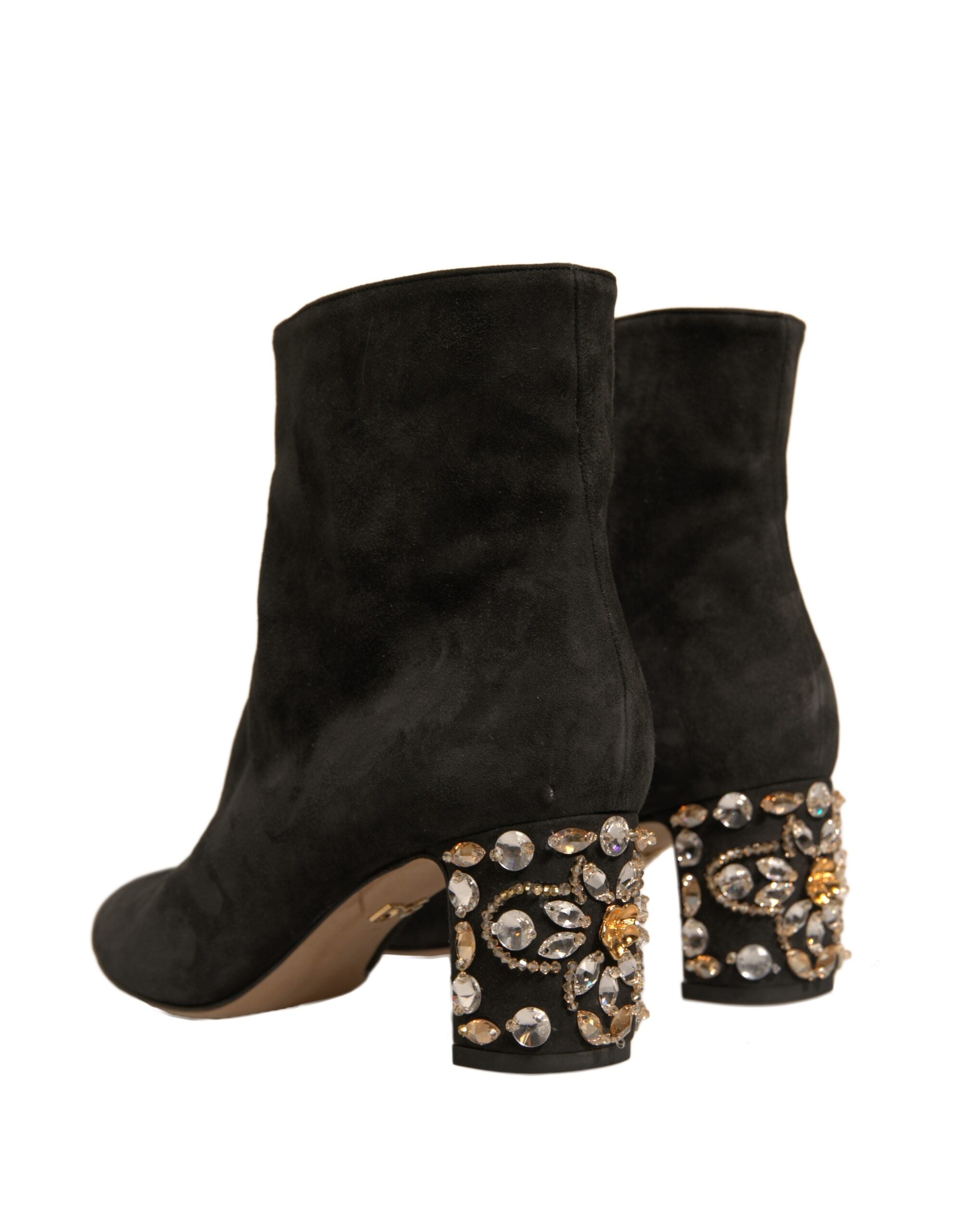 Dolce & Gabbana Schwarze verschönerte Absatzstiefel Schuhe