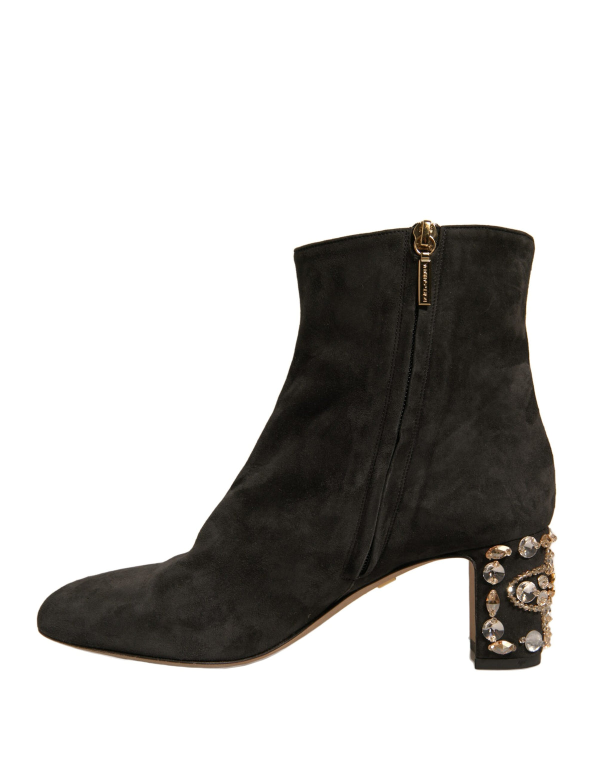 Dolce & Gabbana Schwarze verschönerte Absatzstiefel Schuhe