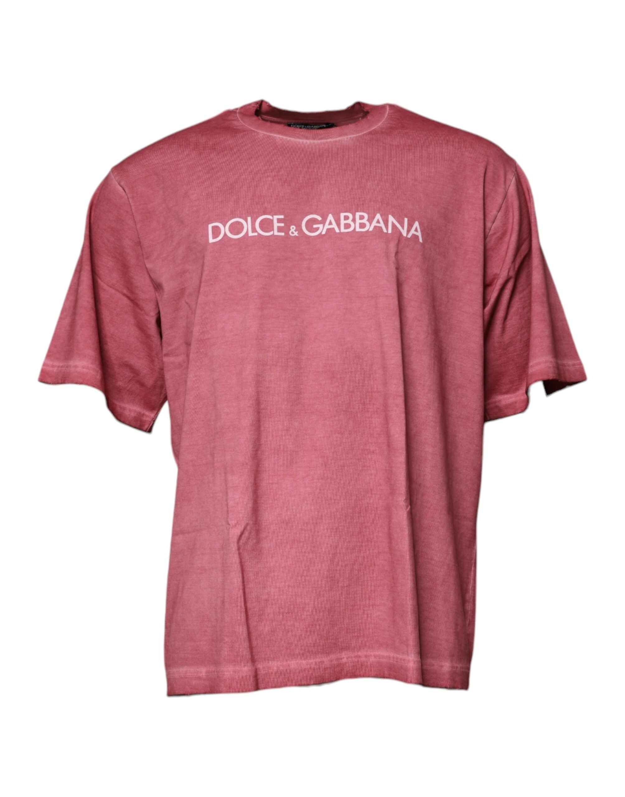 Dolce & Gabbana Rosa T-Shirt mit Rundhalsausschnitt und Logodruck aus Baumwolle