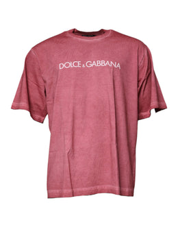 Dolce & Gabbana Rosa T-Shirt mit Rundhalsausschnitt und Logodruck aus Baumwolle
