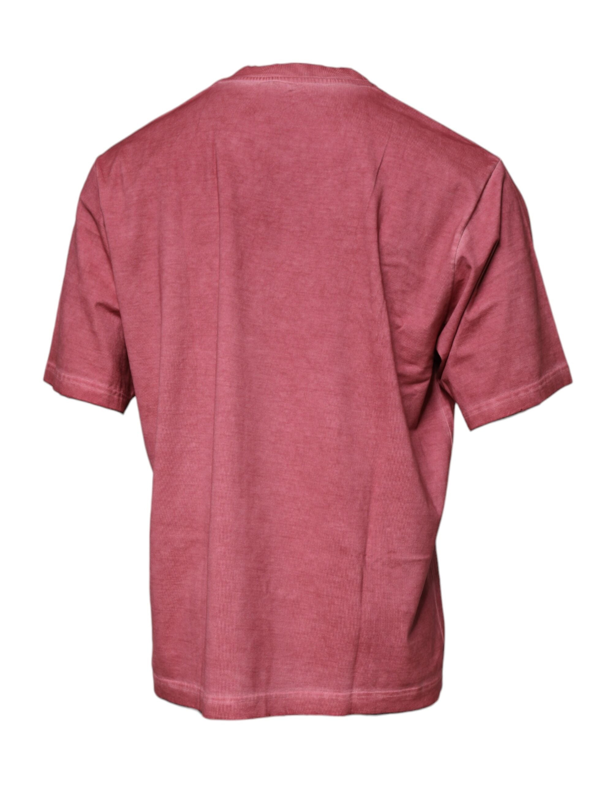 Dolce & Gabbana Rosa T-Shirt mit Rundhalsausschnitt und Logodruck aus Baumwolle