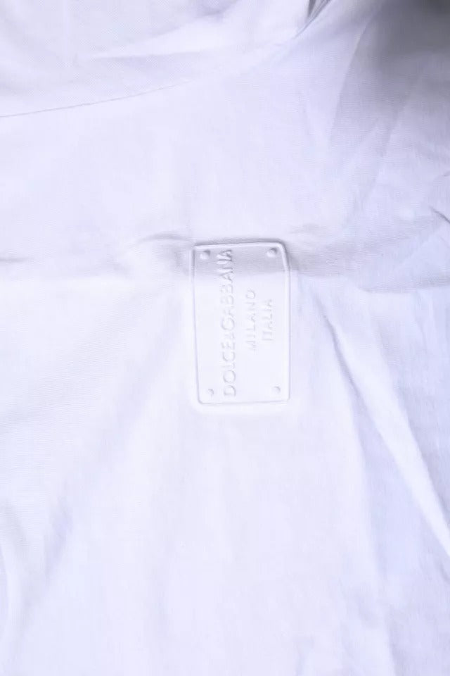 Dolce & Gabbana Weißes Baumwoll-T-Shirt mit Rundhalsausschnitt und Logo-Plakette