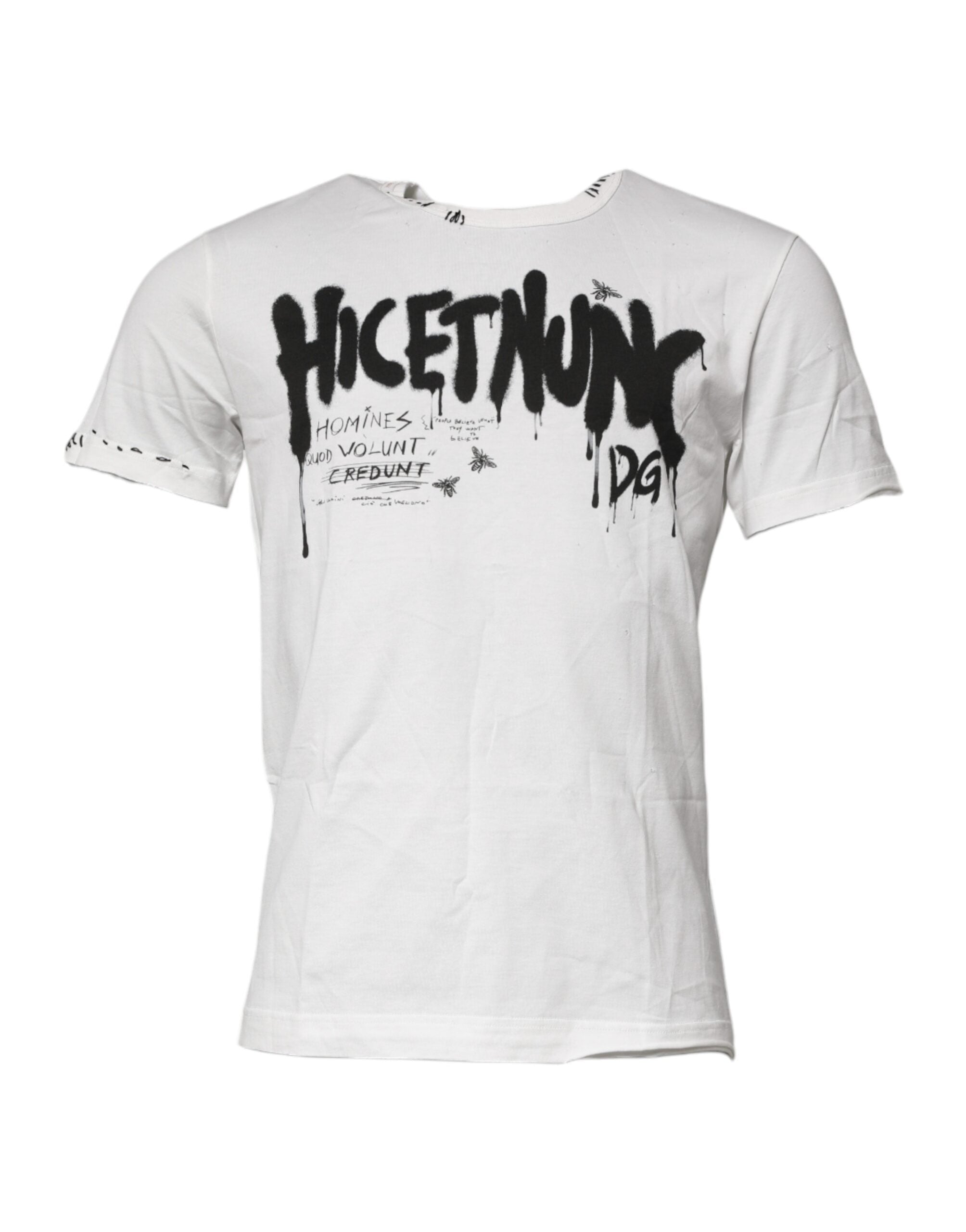 Dolce & Gabbana Weißes Baumwoll-T-Shirt mit Grafikdruck und Rundhalsausschnitt