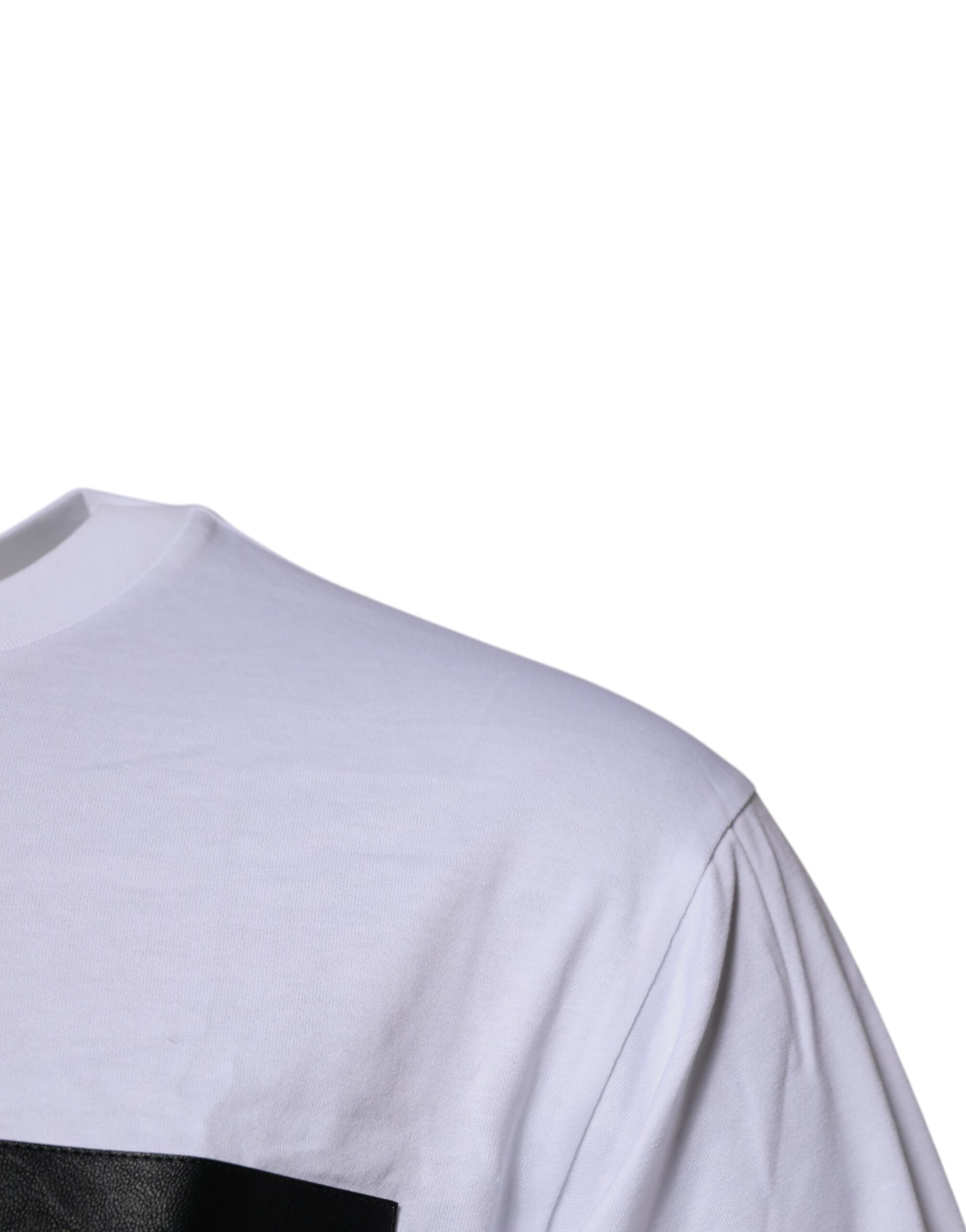 Dolce & Gabbana Weißes Baumwoll-T-Shirt mit Rundhalsausschnitt und Logo-Patch
