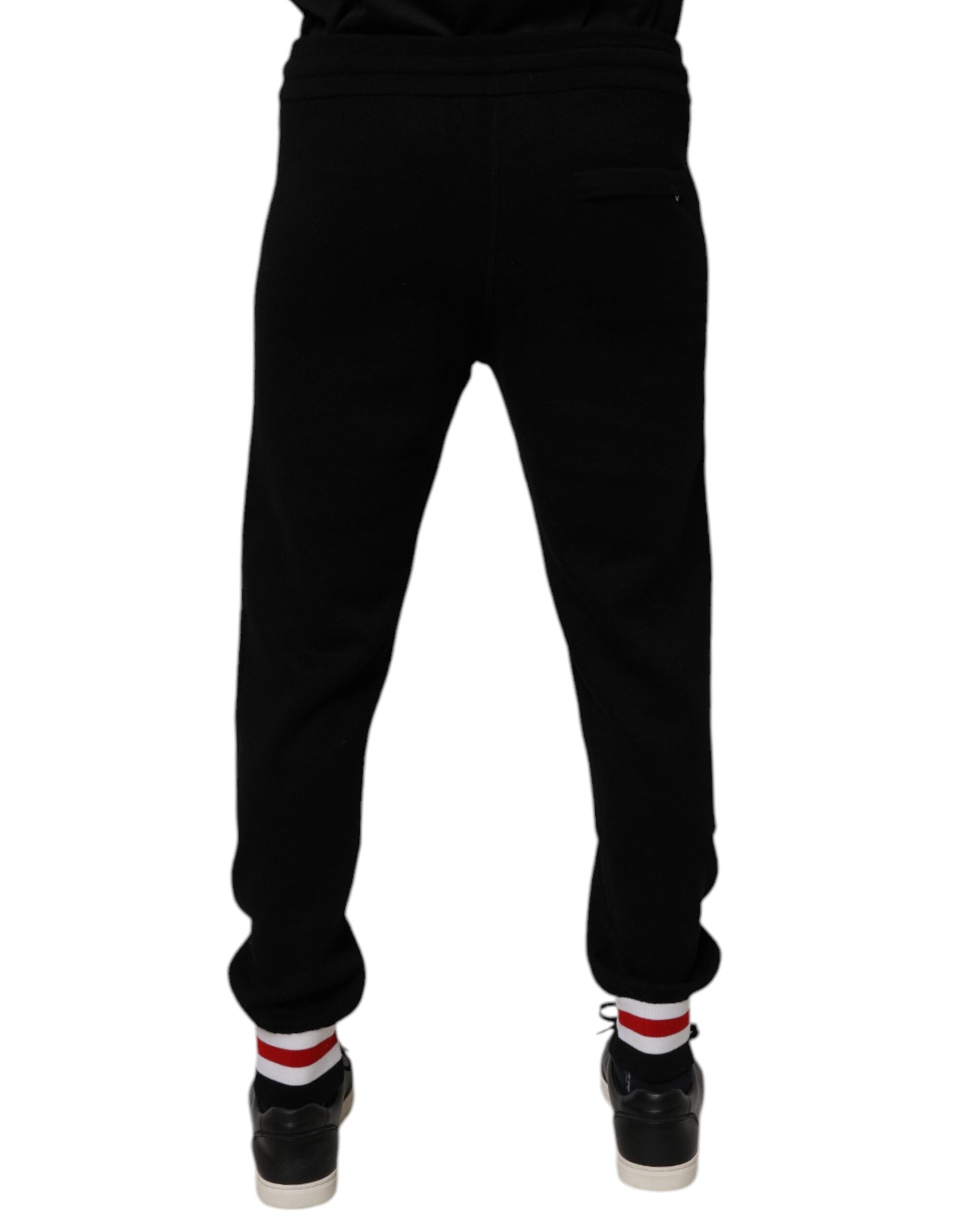 Dolce & Gabbana Schwarze Jogginghose aus Wolle mit mittlerer Taille