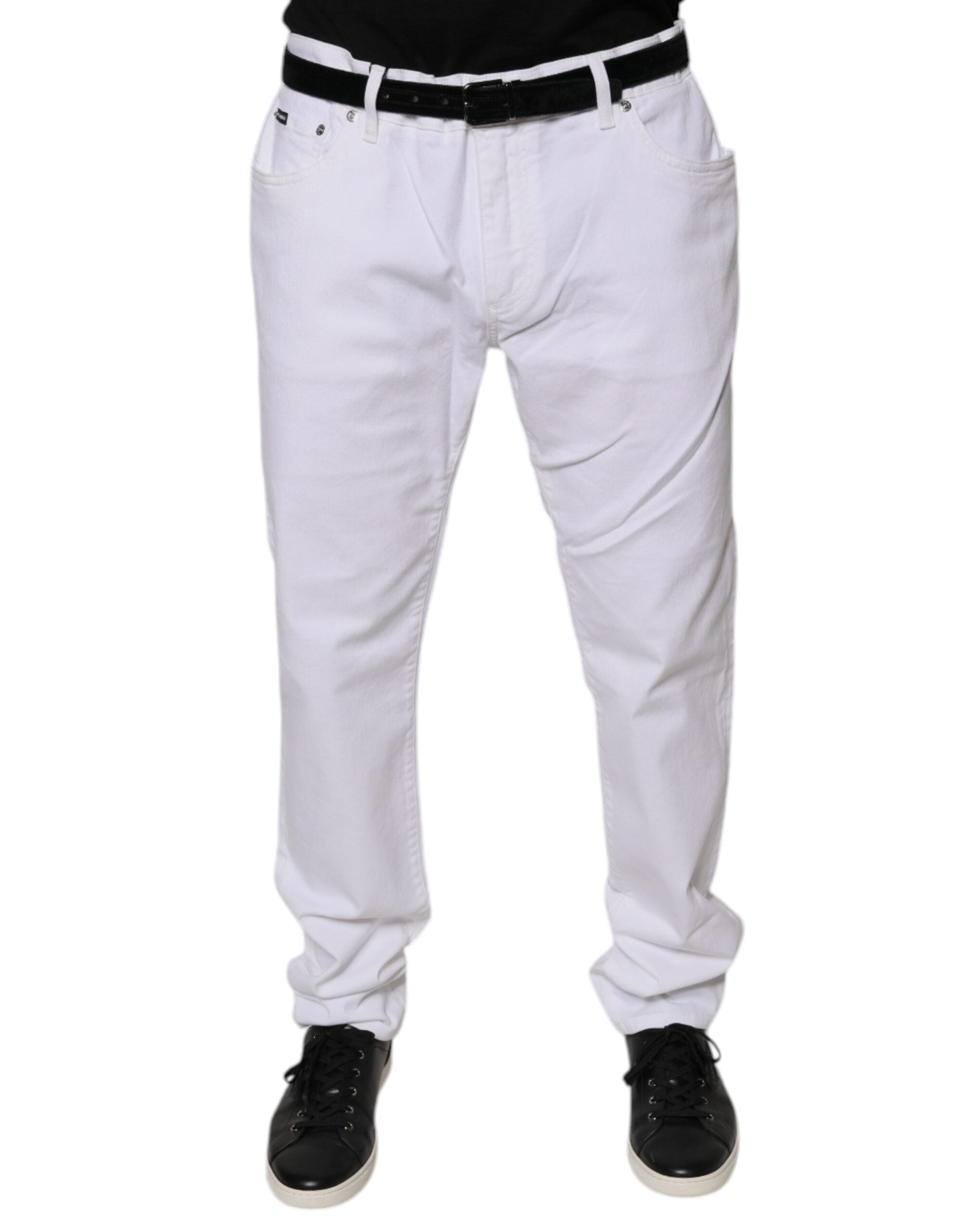 Dolce & Gabbana Weiße Stretch-Baumwoll-Skinny-Jeans für Herren
