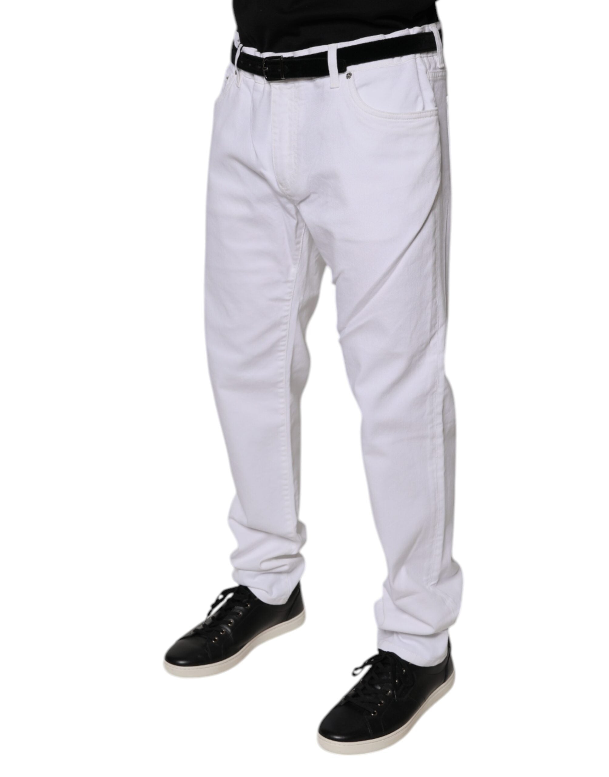 Dolce & Gabbana Weiße Stretch-Baumwoll-Skinny-Jeans für Herren