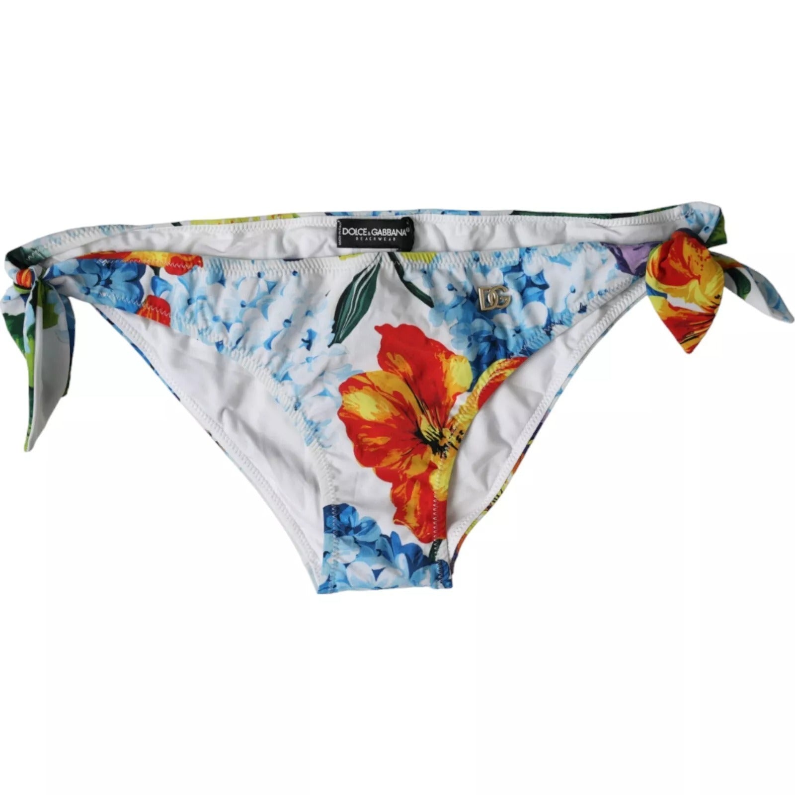 Dolce & Gabbana Weiße Bikinihose mit Blumenprint