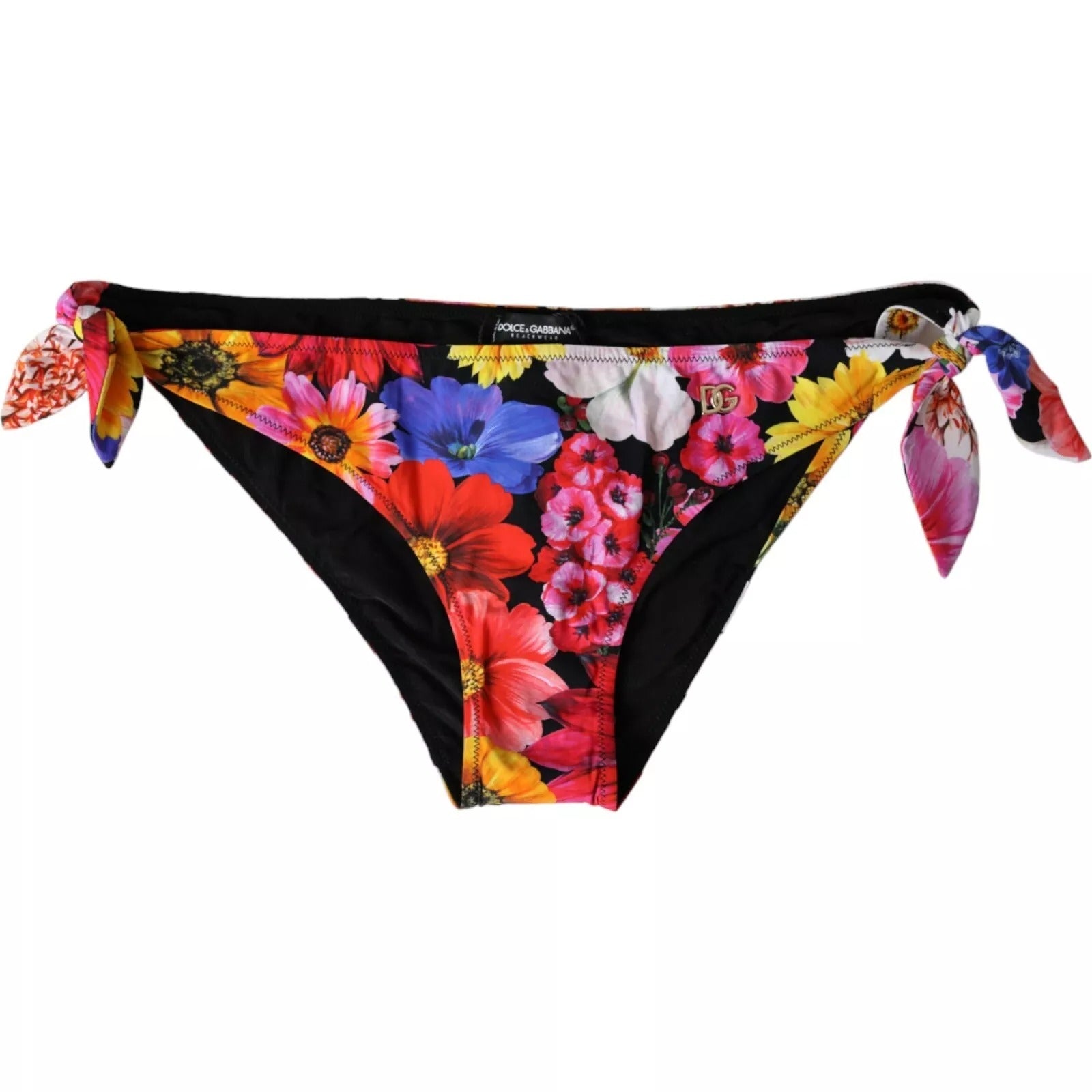 Dolce & Gabbana Schwarzer Bikini-Slip mit Blumenprint