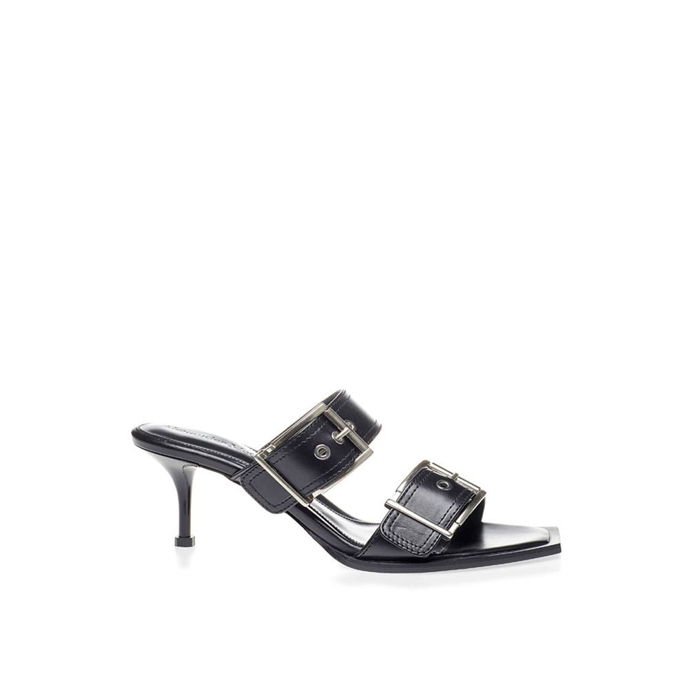 Alexander McQueen Schwarze Leder-Stiletto-Sandalen
