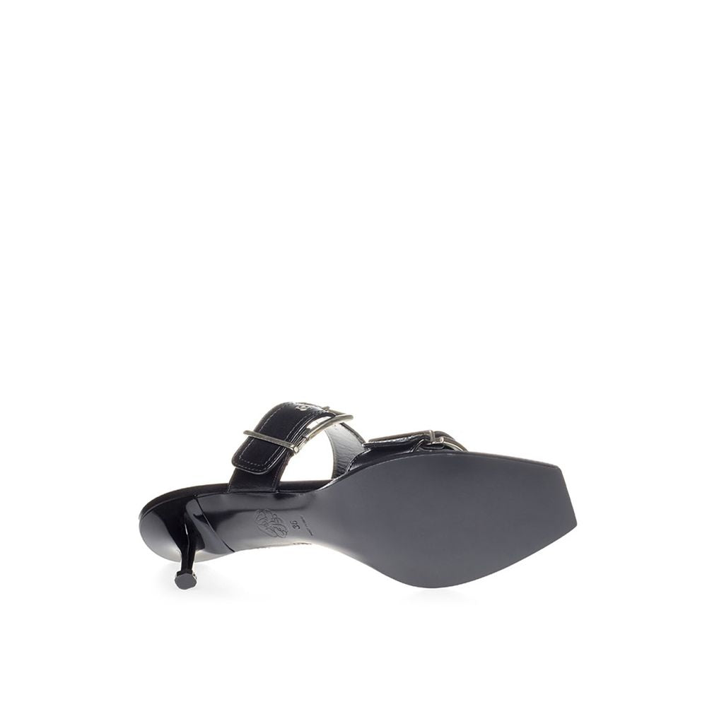Alexander McQueen Schwarze Leder-Stiletto-Sandalen