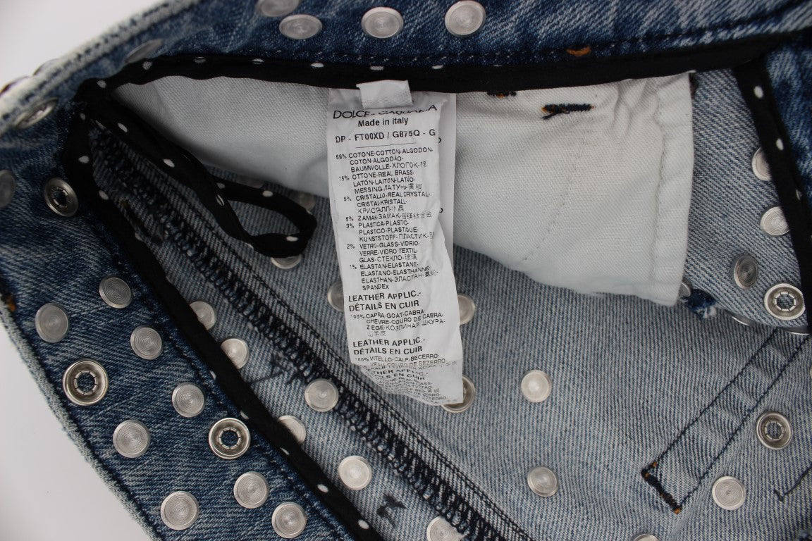 Dolce & Gabbana Crystal Roses Herz verschönert Jeans